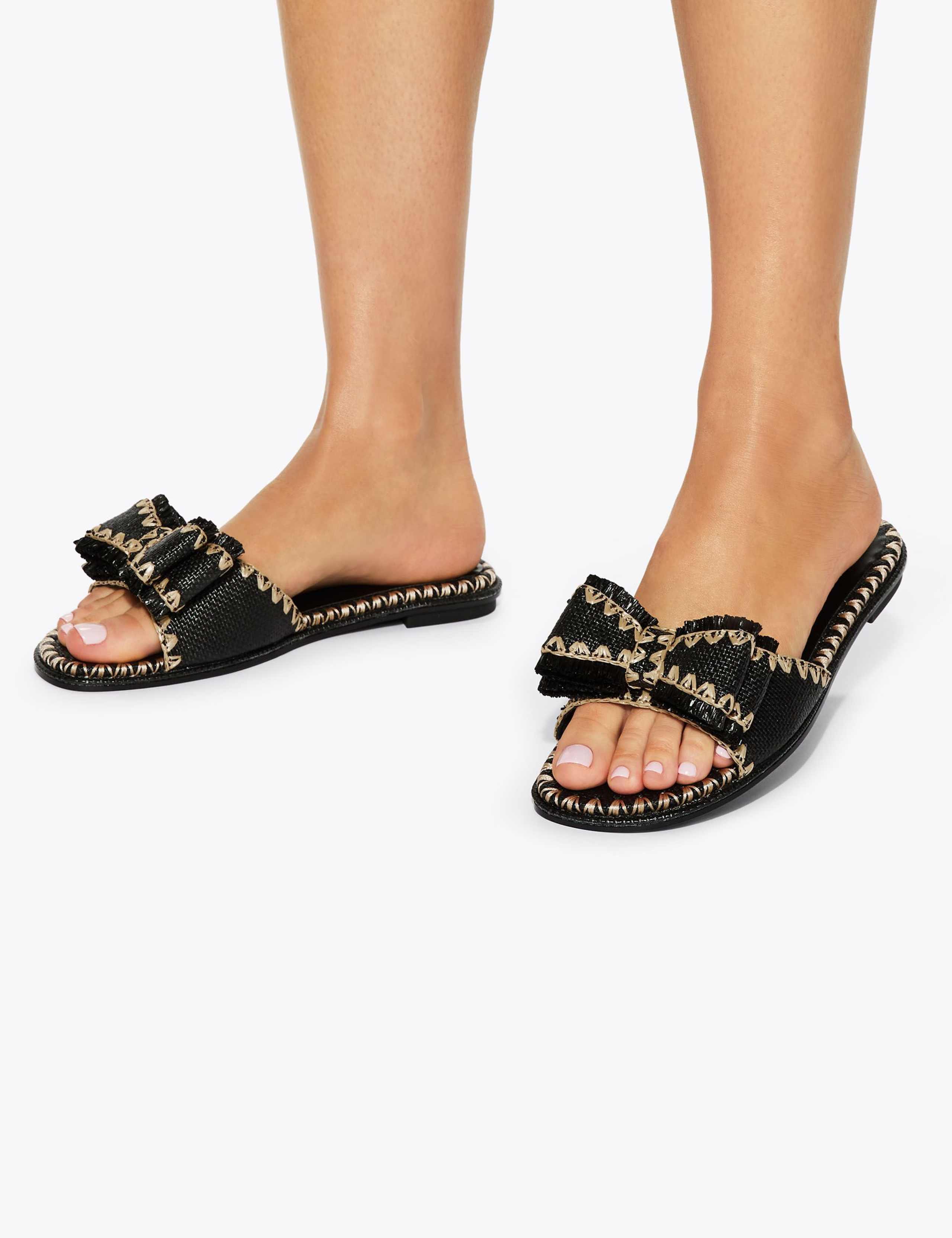 Raffia Bow Slimline Flat Sandals