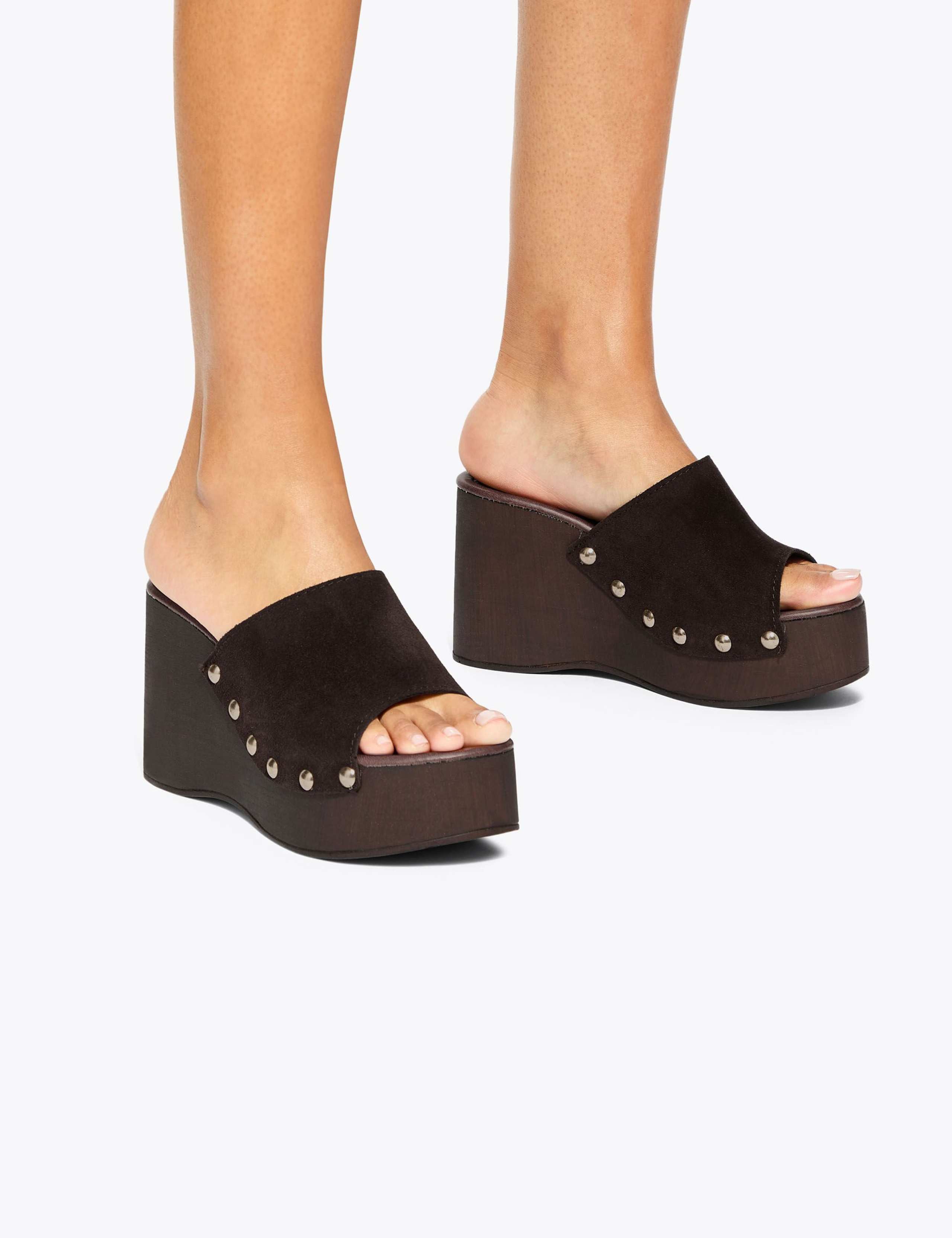 Suede Wedge Platform Sandals