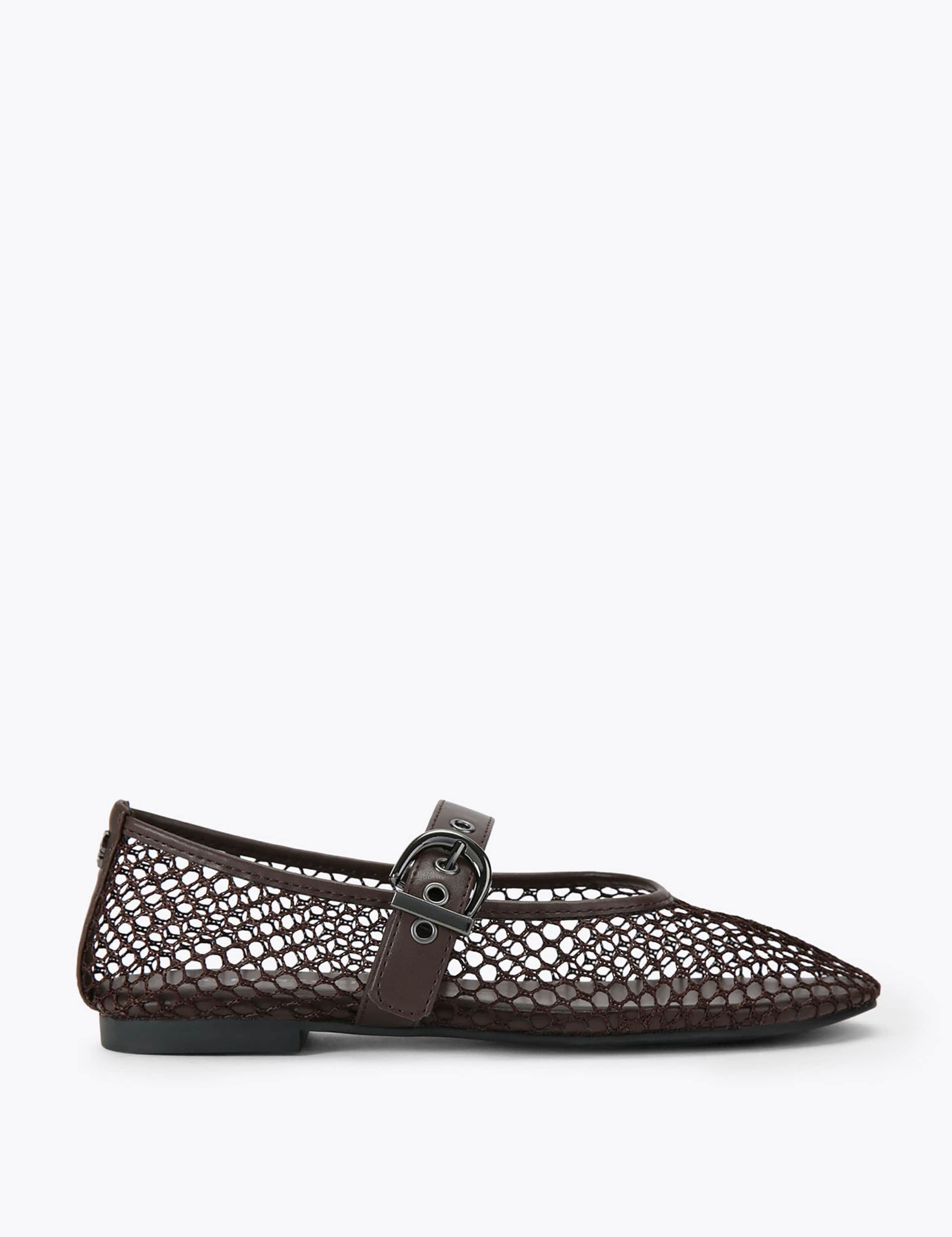 Woven Mesh Detail Flat Ballet Pumps