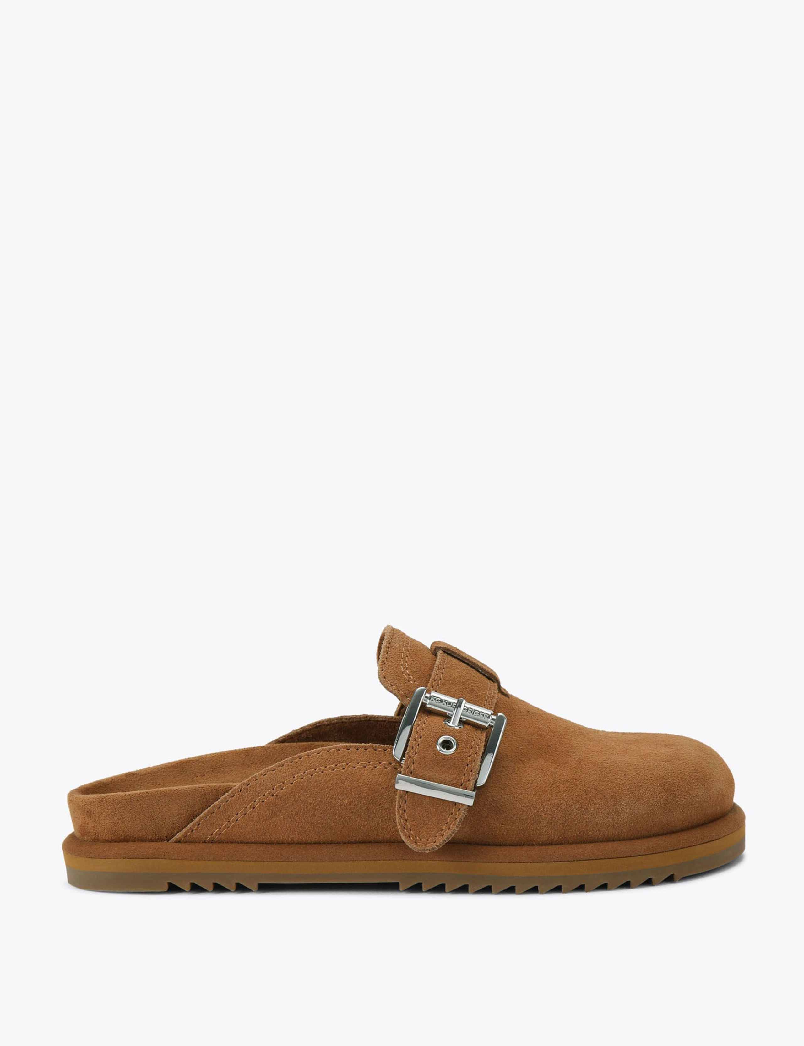 Suede Buckle Clogs