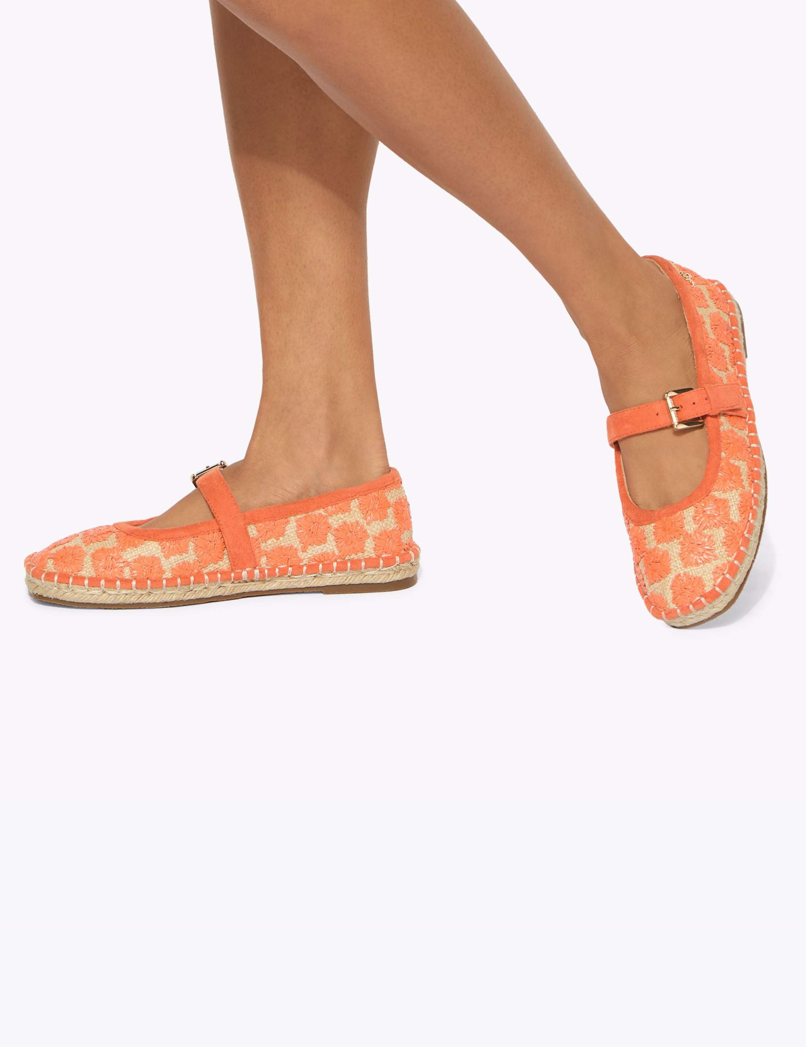 Floral Woven Flat Mary Jane Ballet Pumps