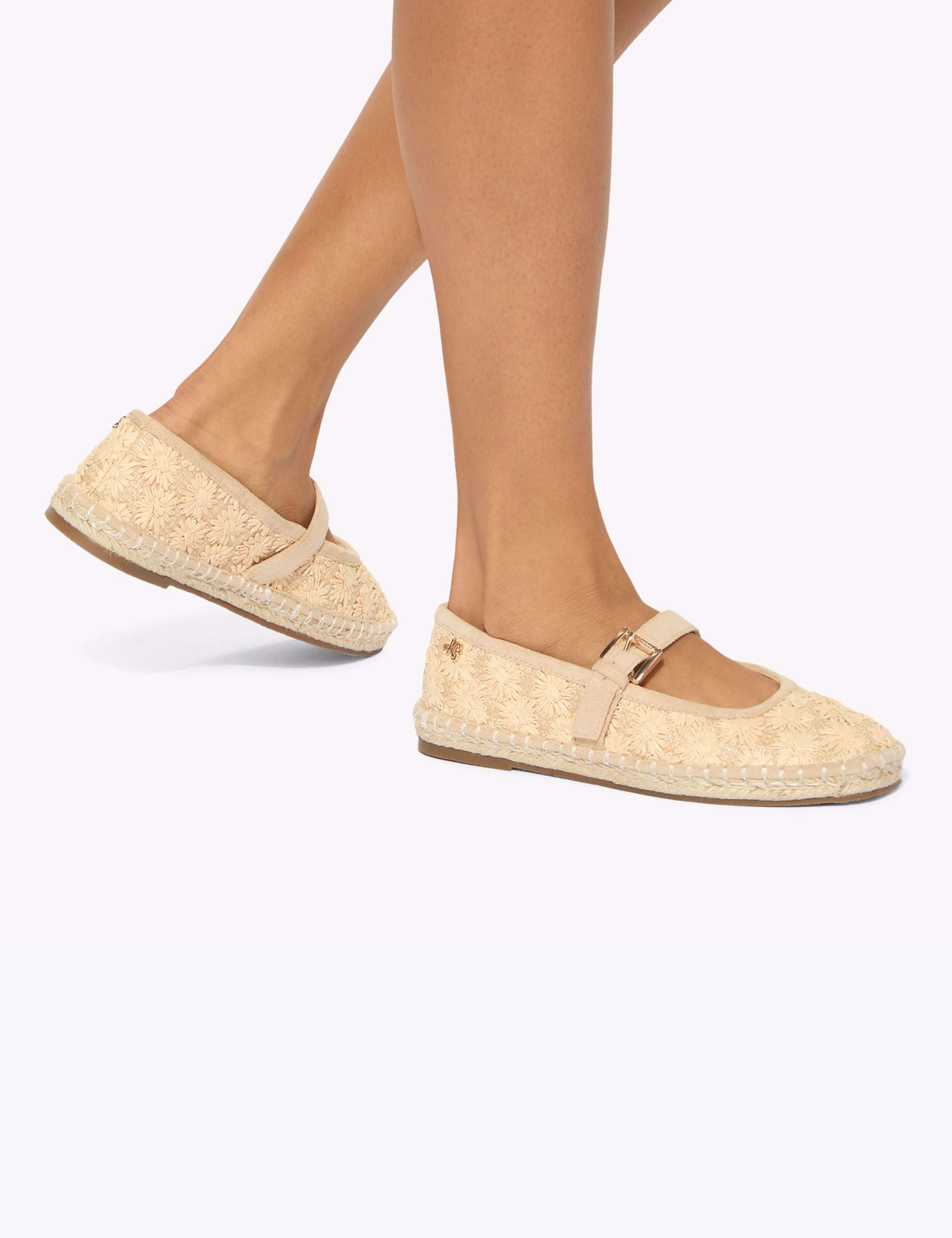 Floral Woven Flat Mary Jane Ballet Pumps