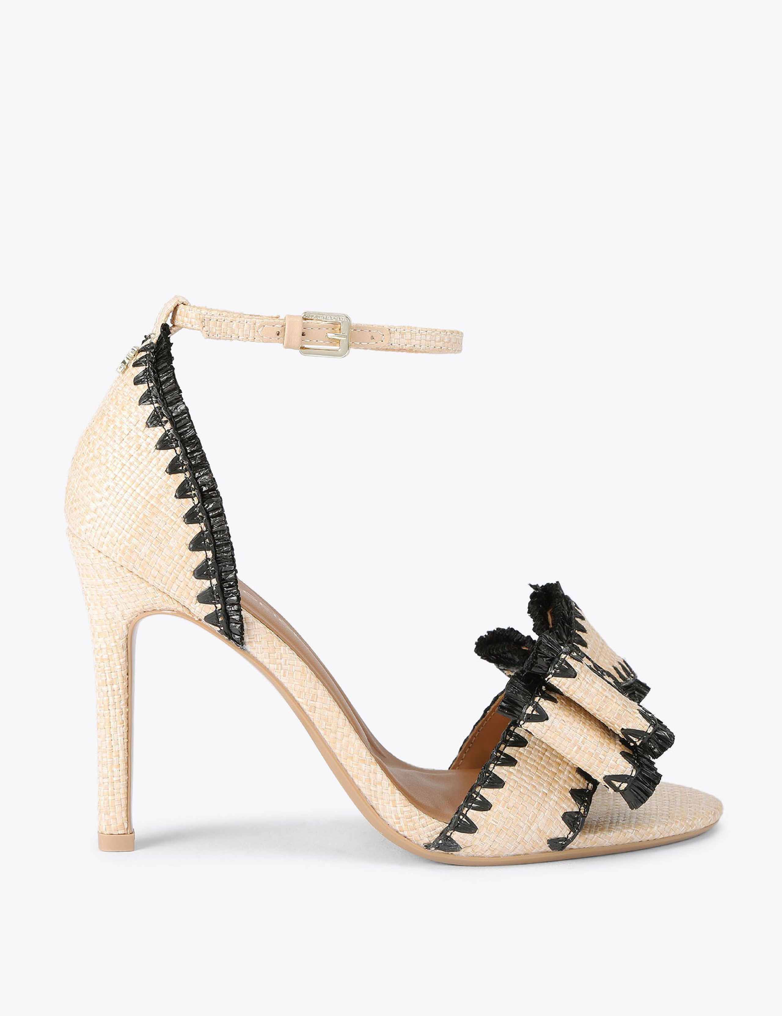 Raffia Bow Stiletto Heel Sandals