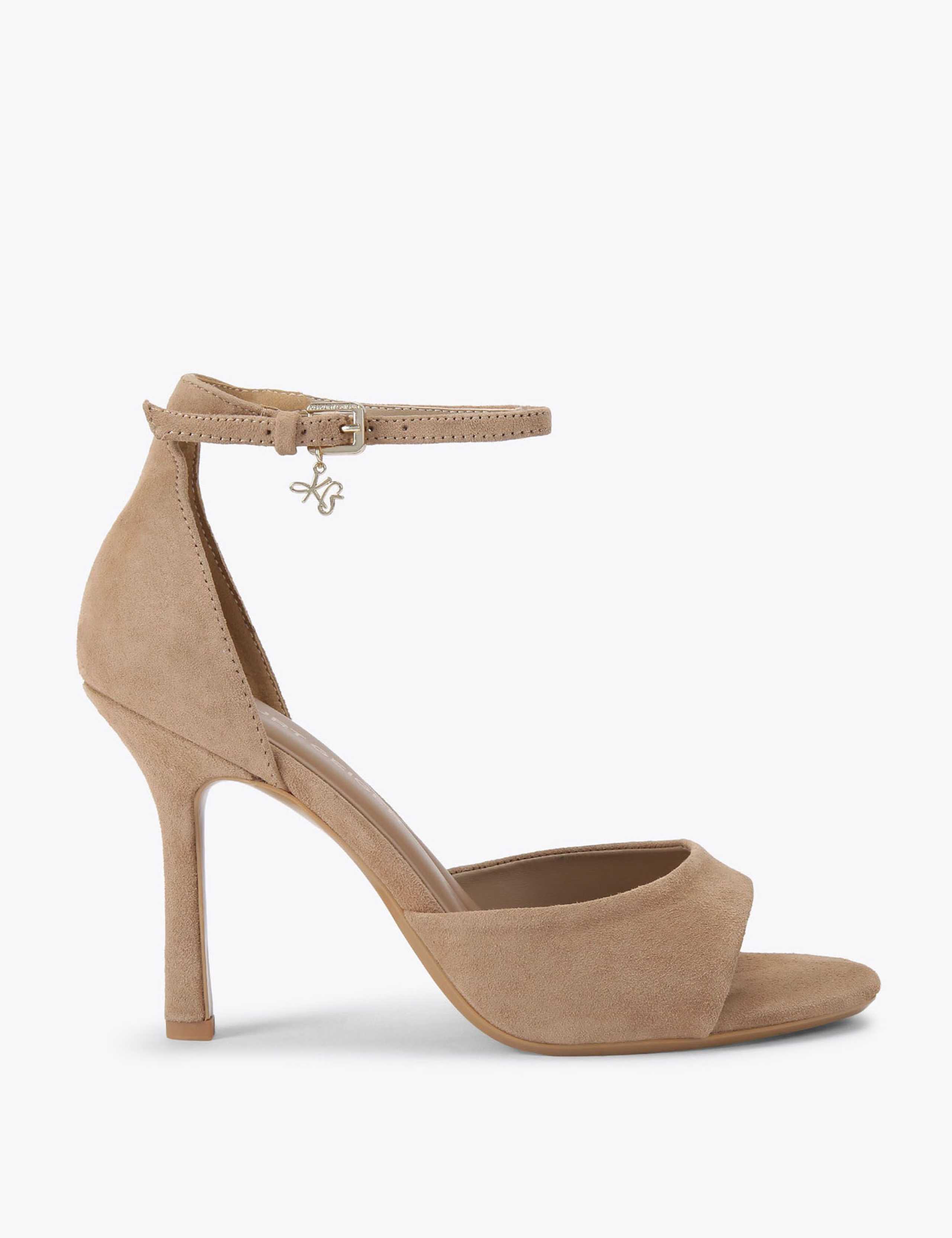 Suede Ankle Strap Stiletto Heel Sandals