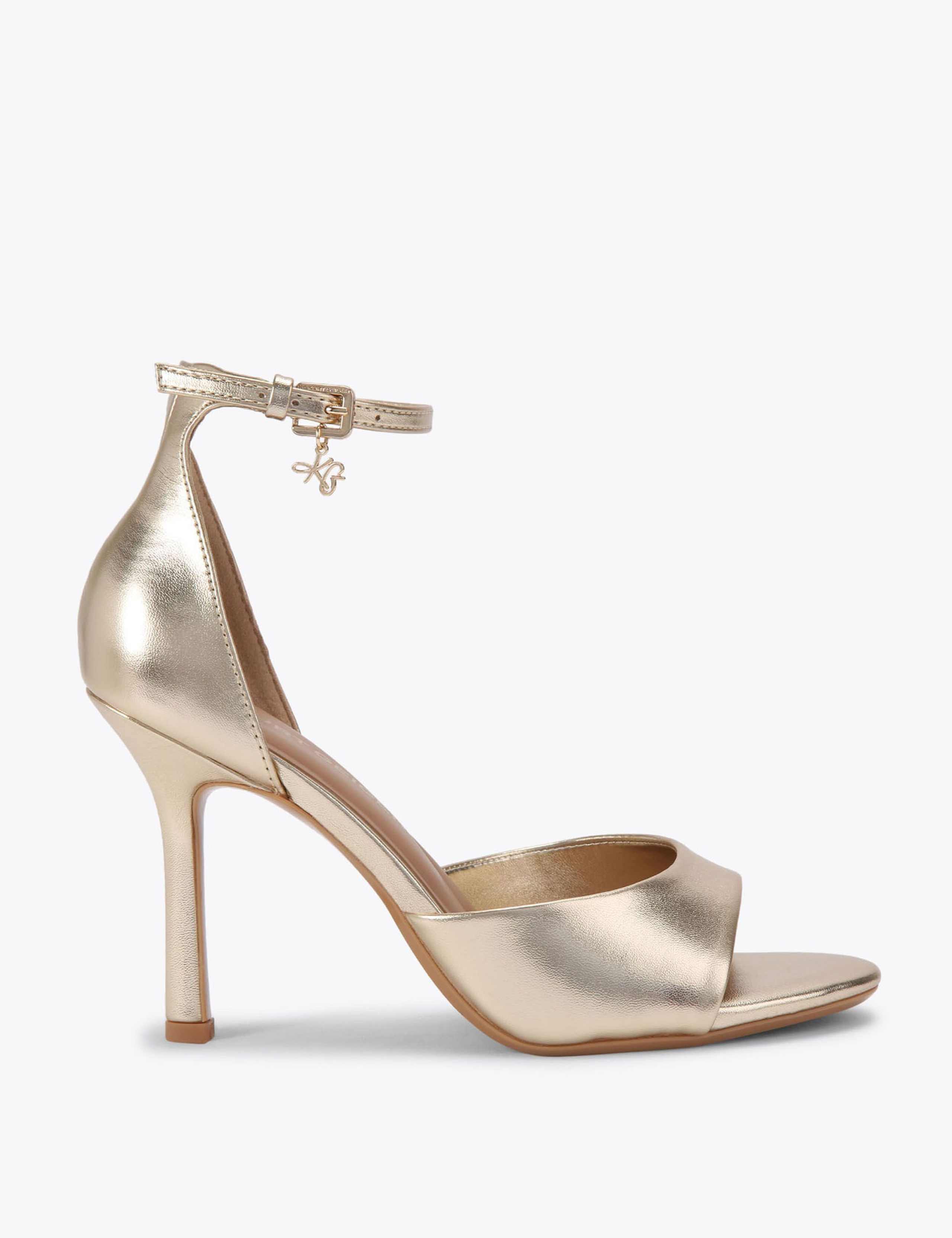 Metallic Ankle Strap Stiletto Heels