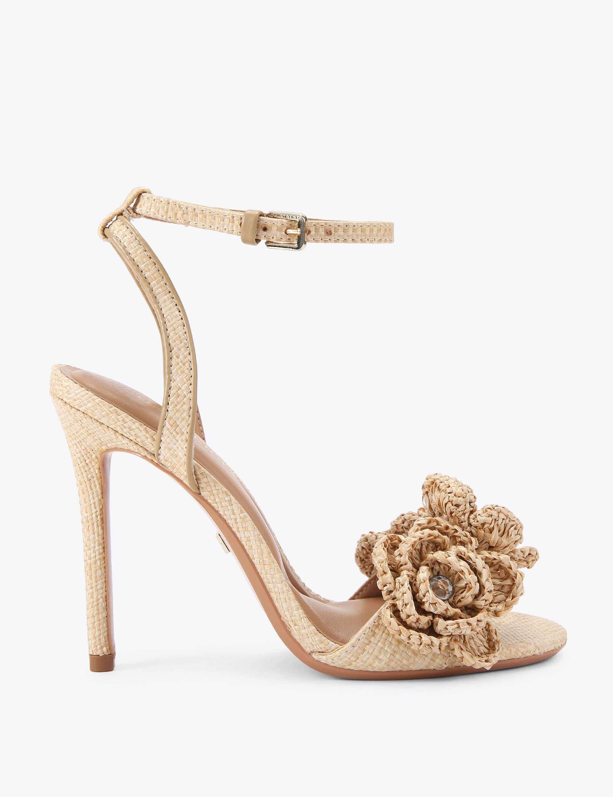 Floral Embroidered Stiletto Heel Sandals