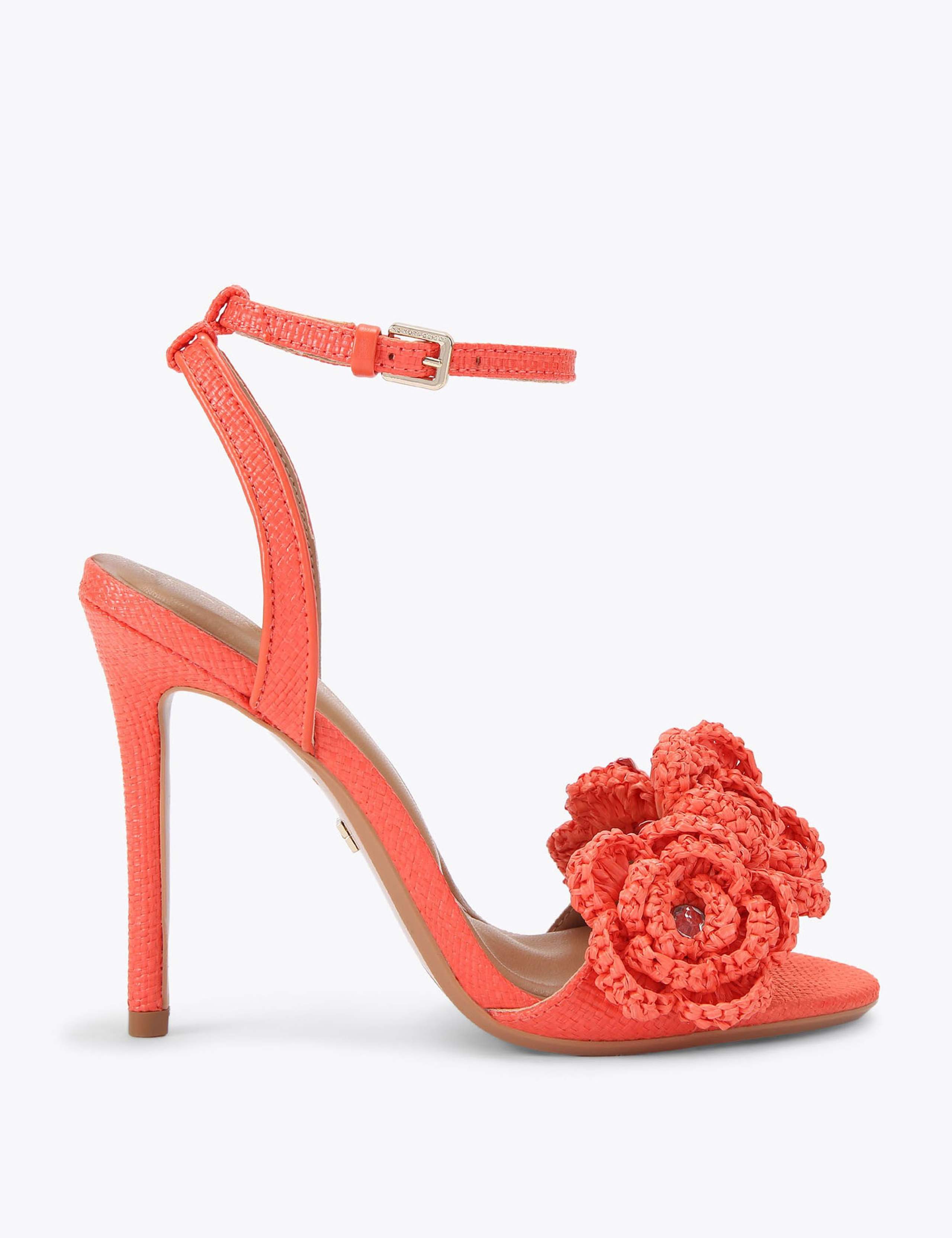 Floral Embroidered Stiletto Heel Sandals