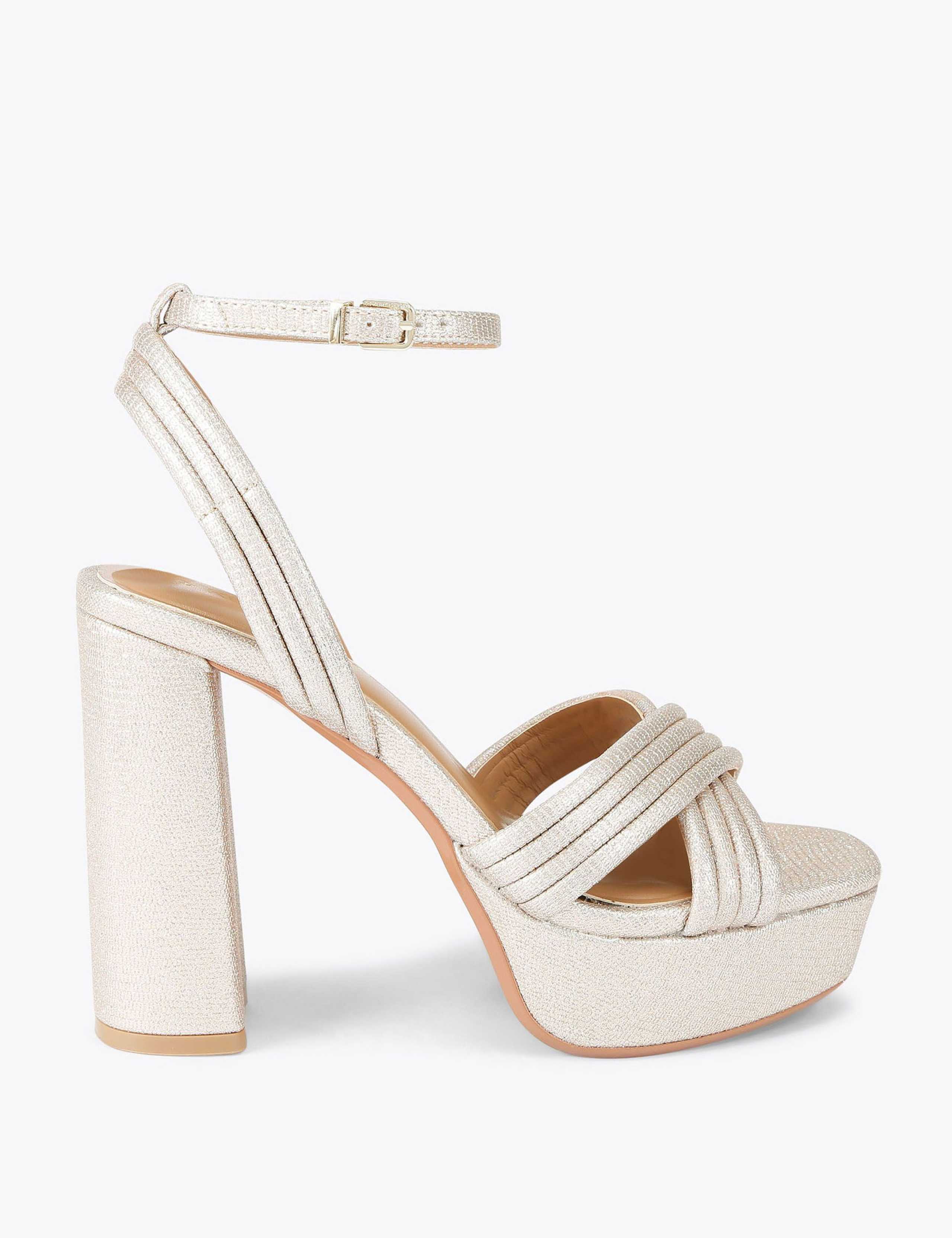 Metallic Platform Block Heel Sandals