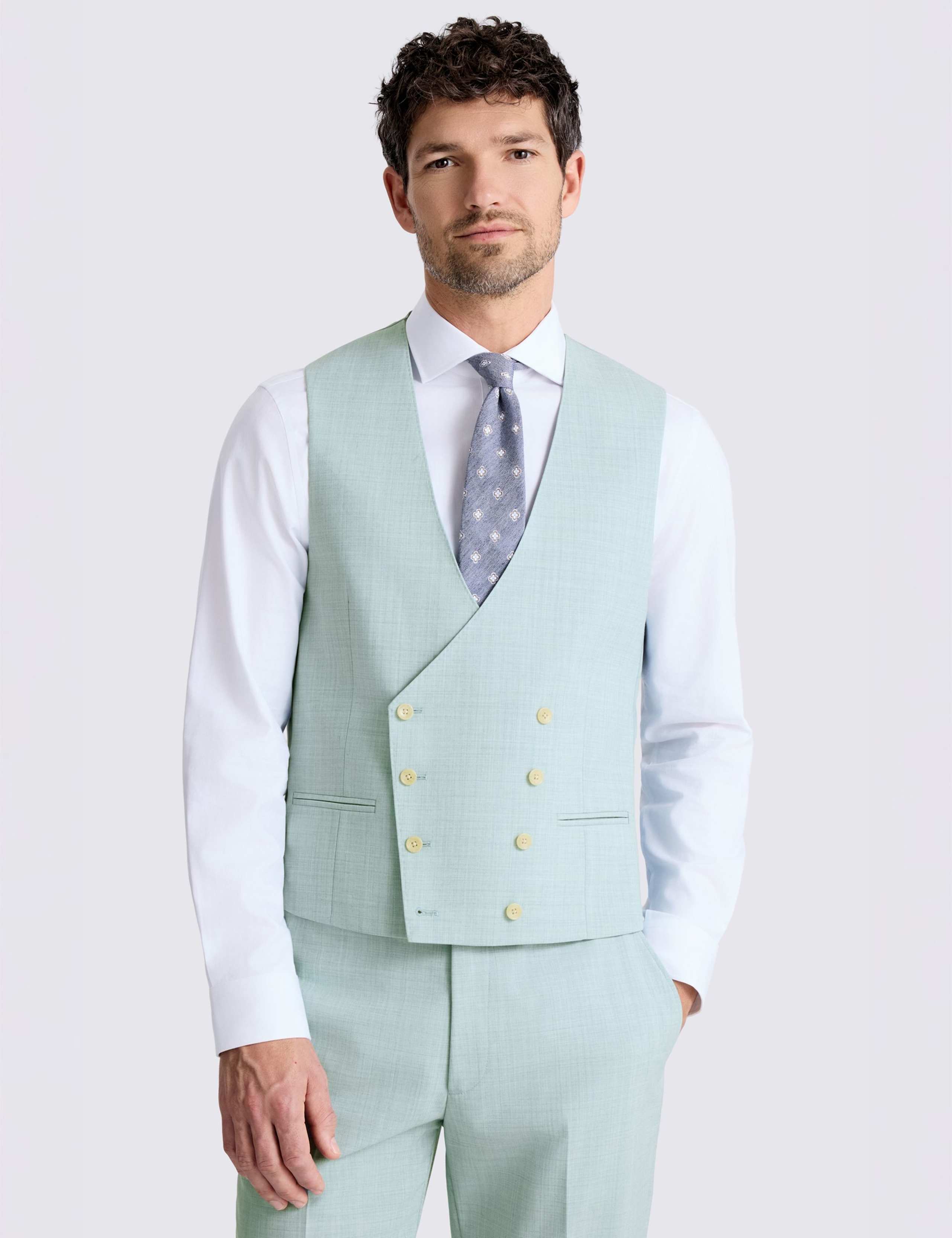 Slim Fit Wool Blend Marl Waistcoat