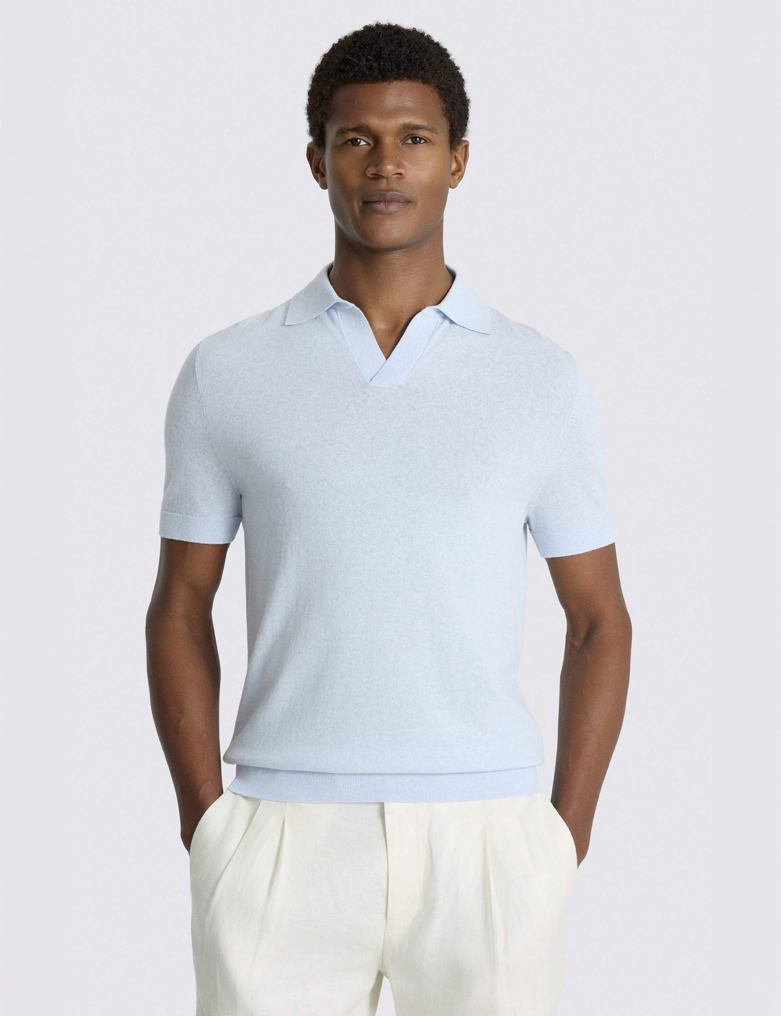 Cotton Linen Knitted Polo Shirt