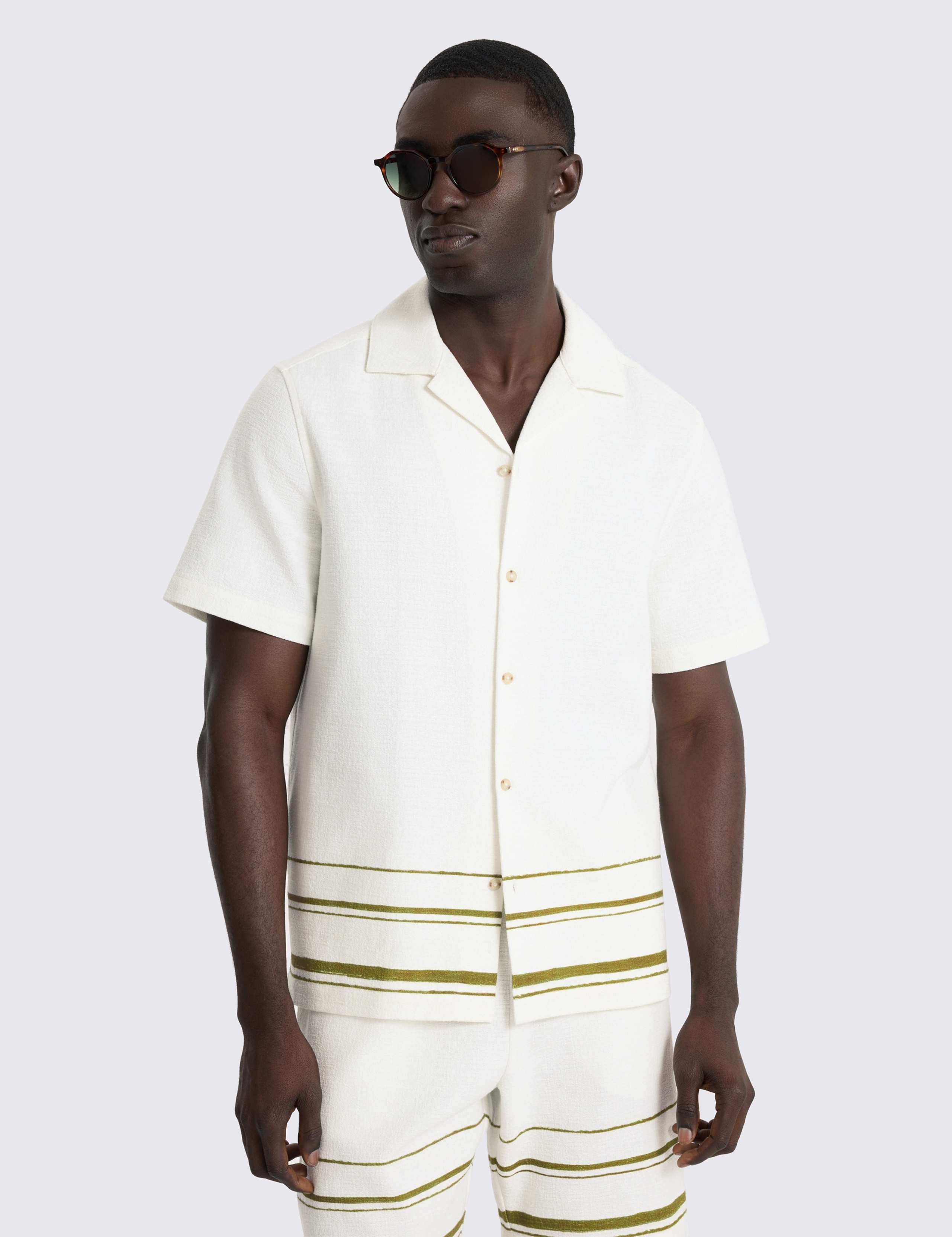Pure Cotton Stripe Short Sleeve Shirt