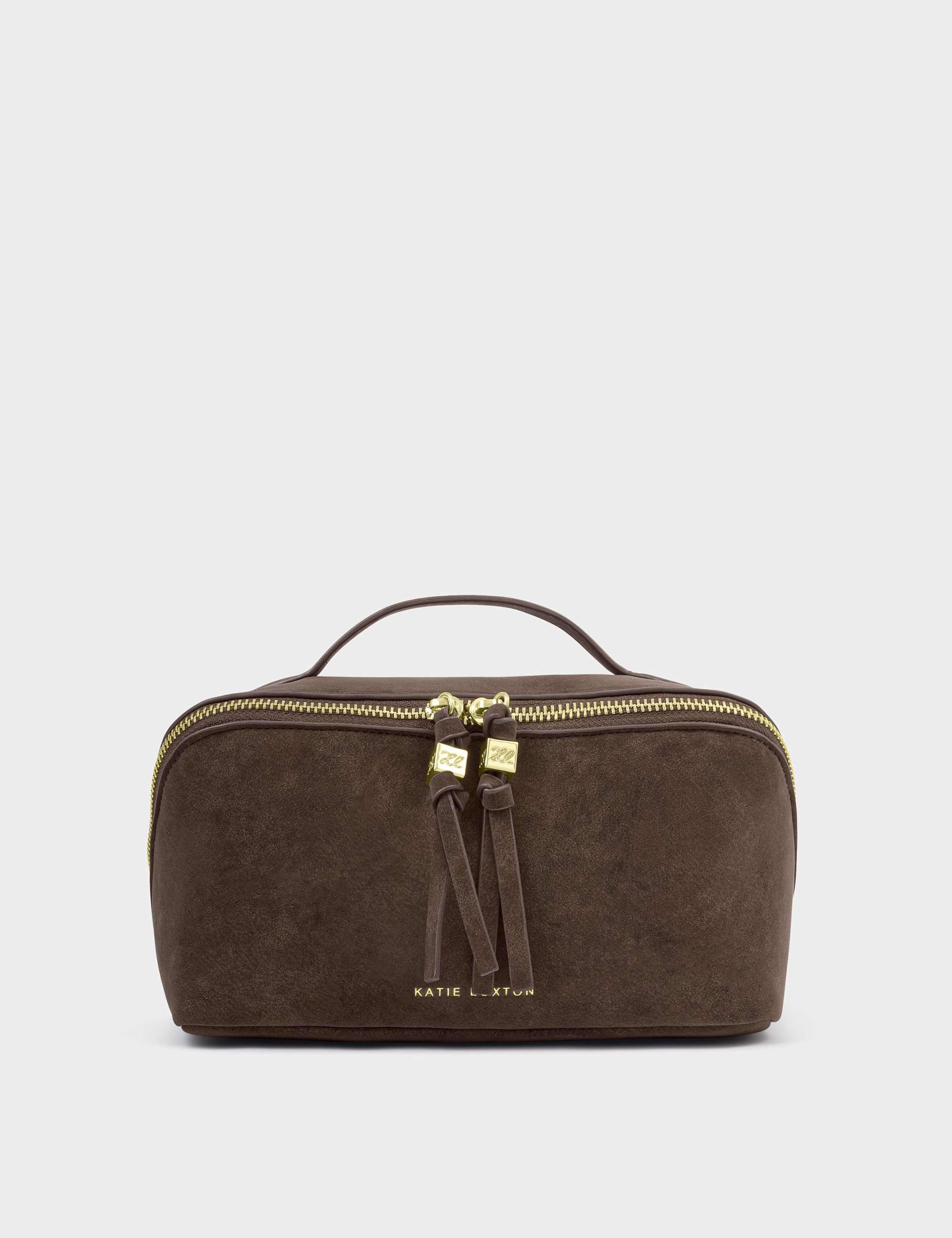 Faux Suede Medium Flat Lay Toiletry Bag