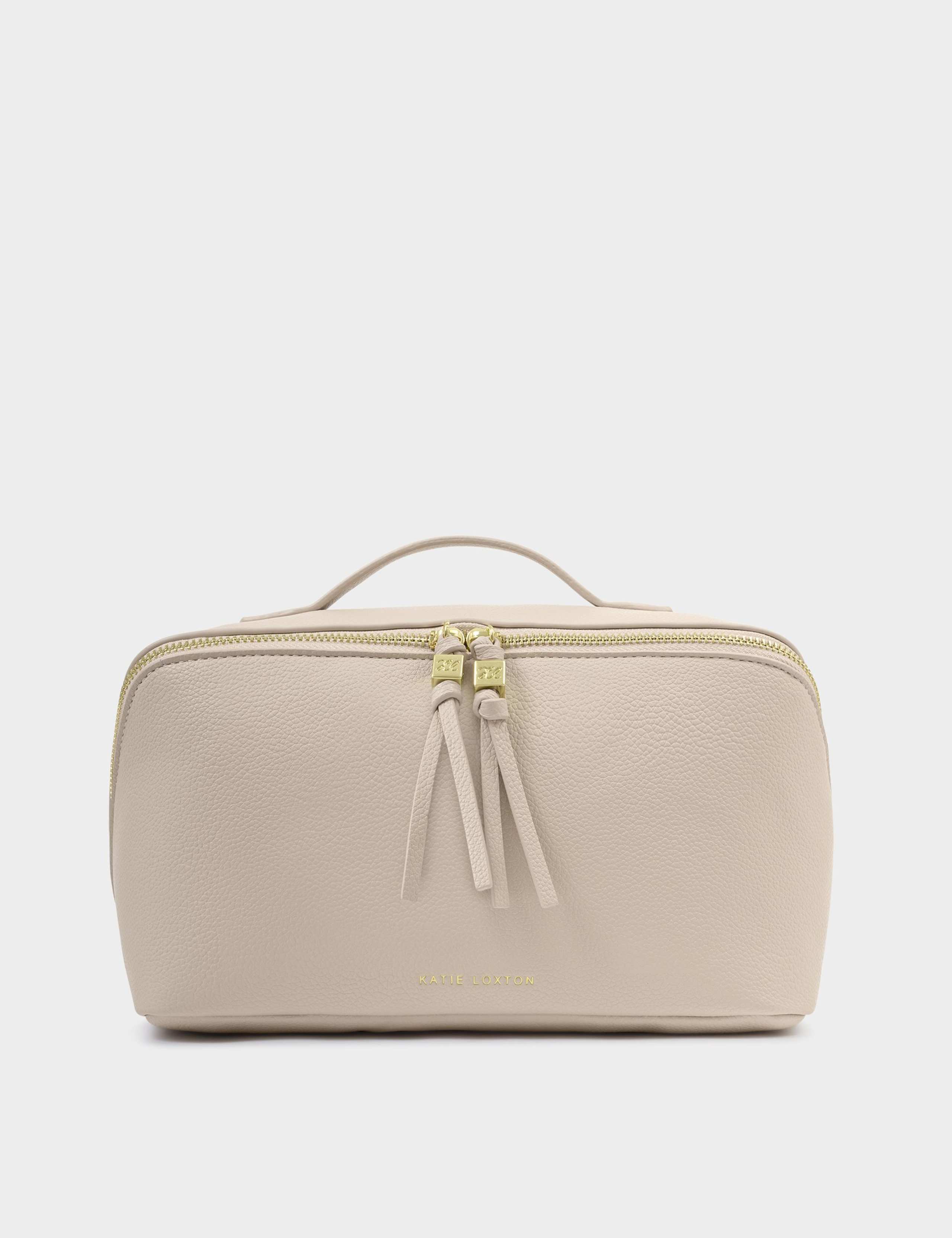 Faux Leather Zip Around Large Wash Bag