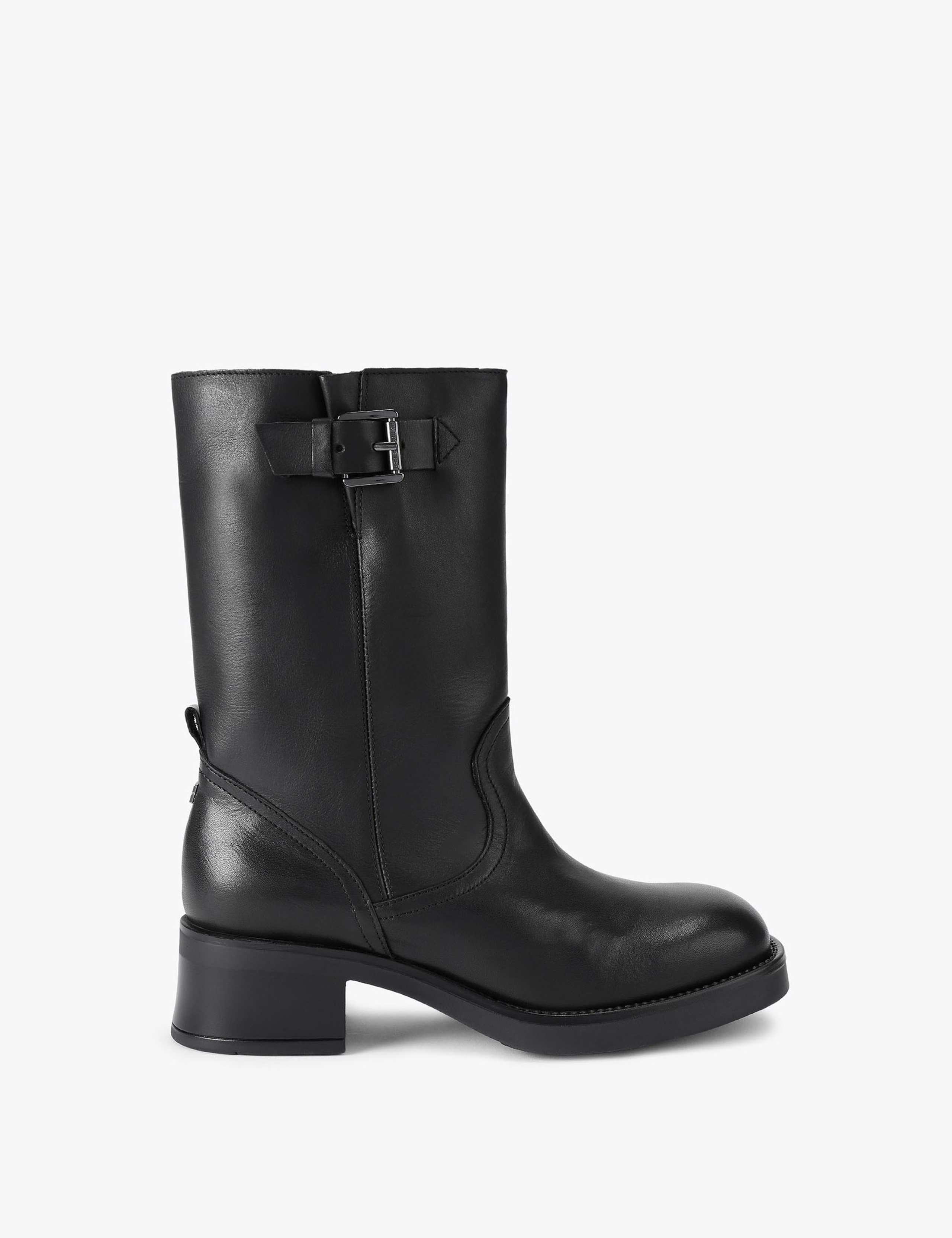 Trident Leather Block Heel Boots