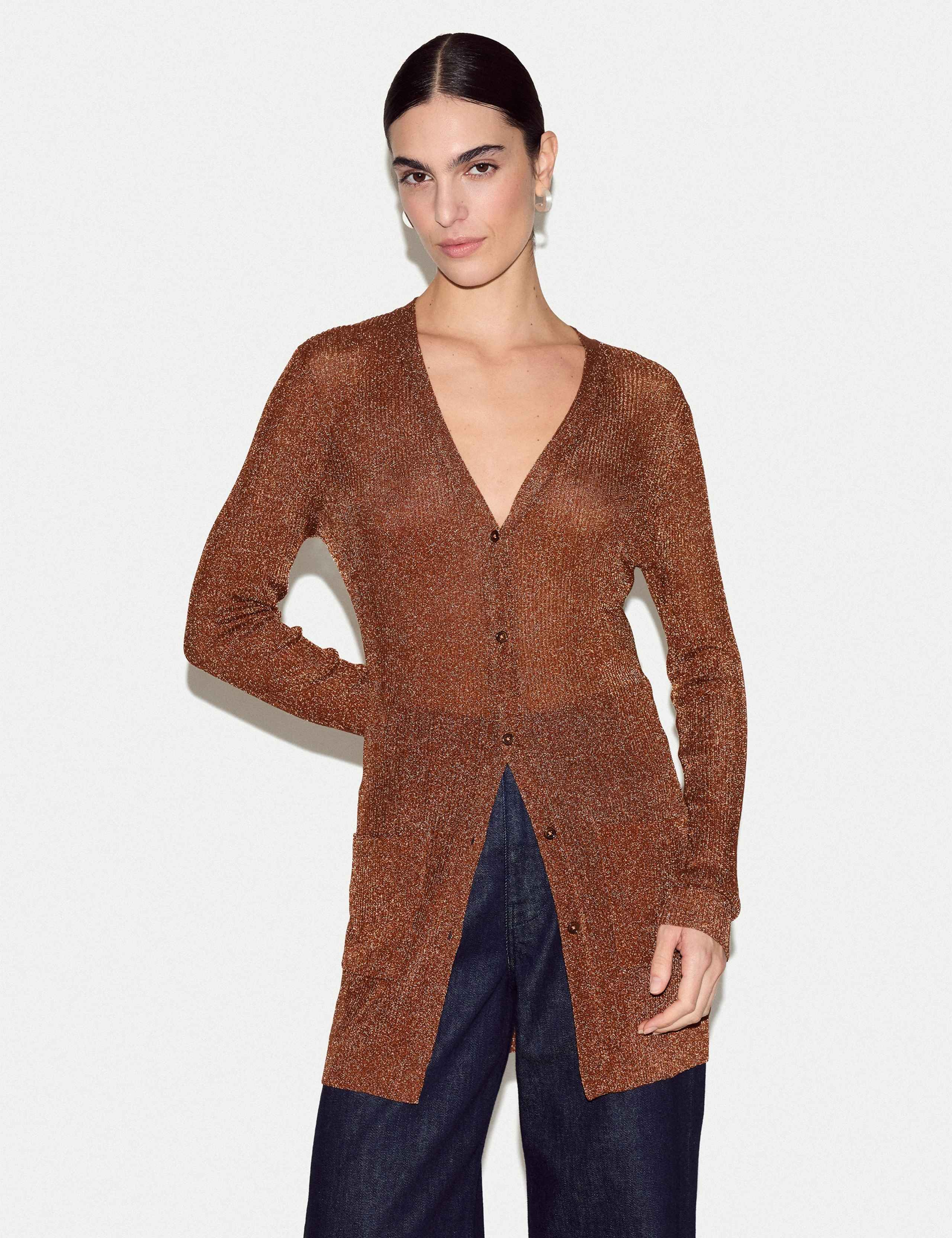Metallic Longline Cardigan
