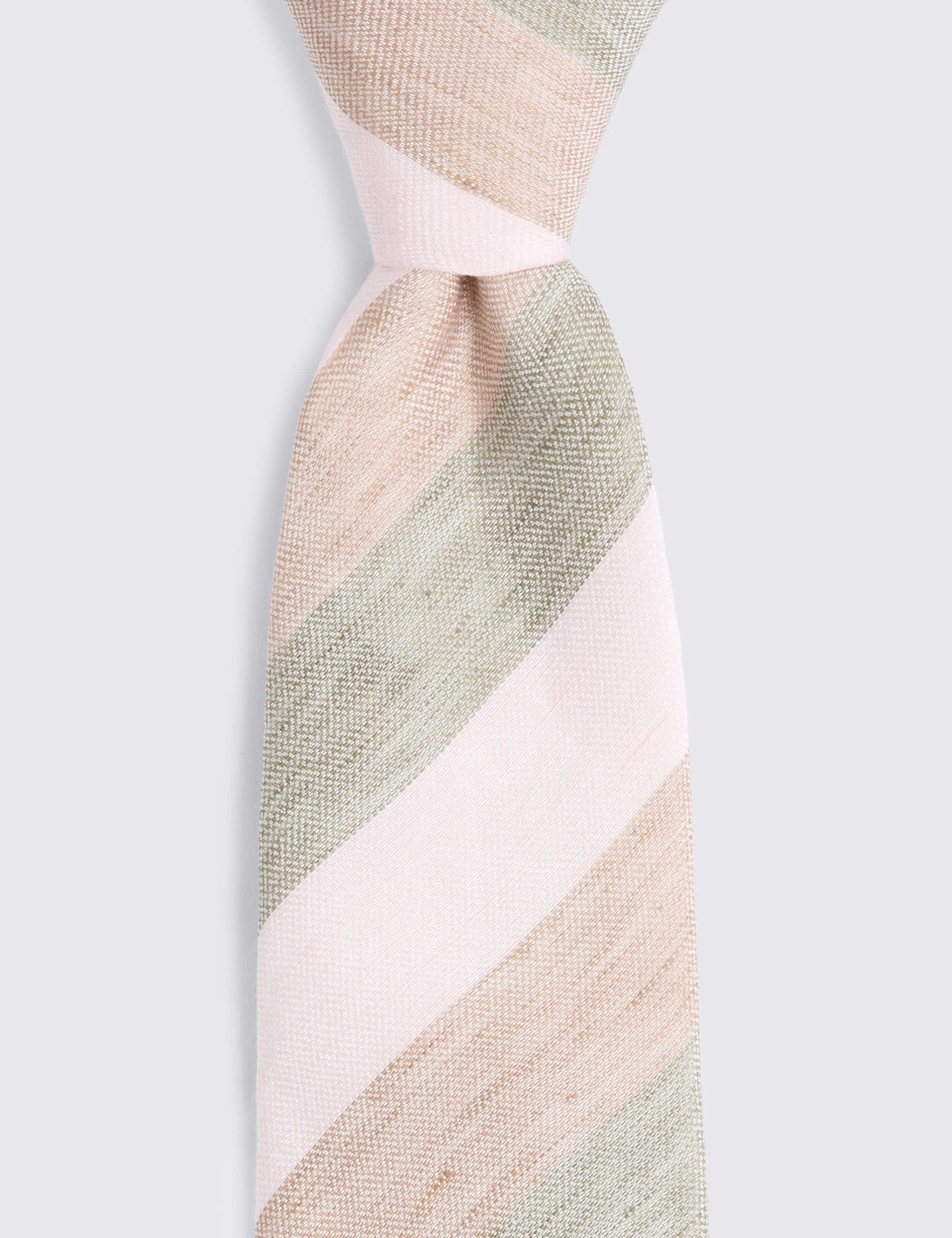 Striped Silk Linen Blend Tie