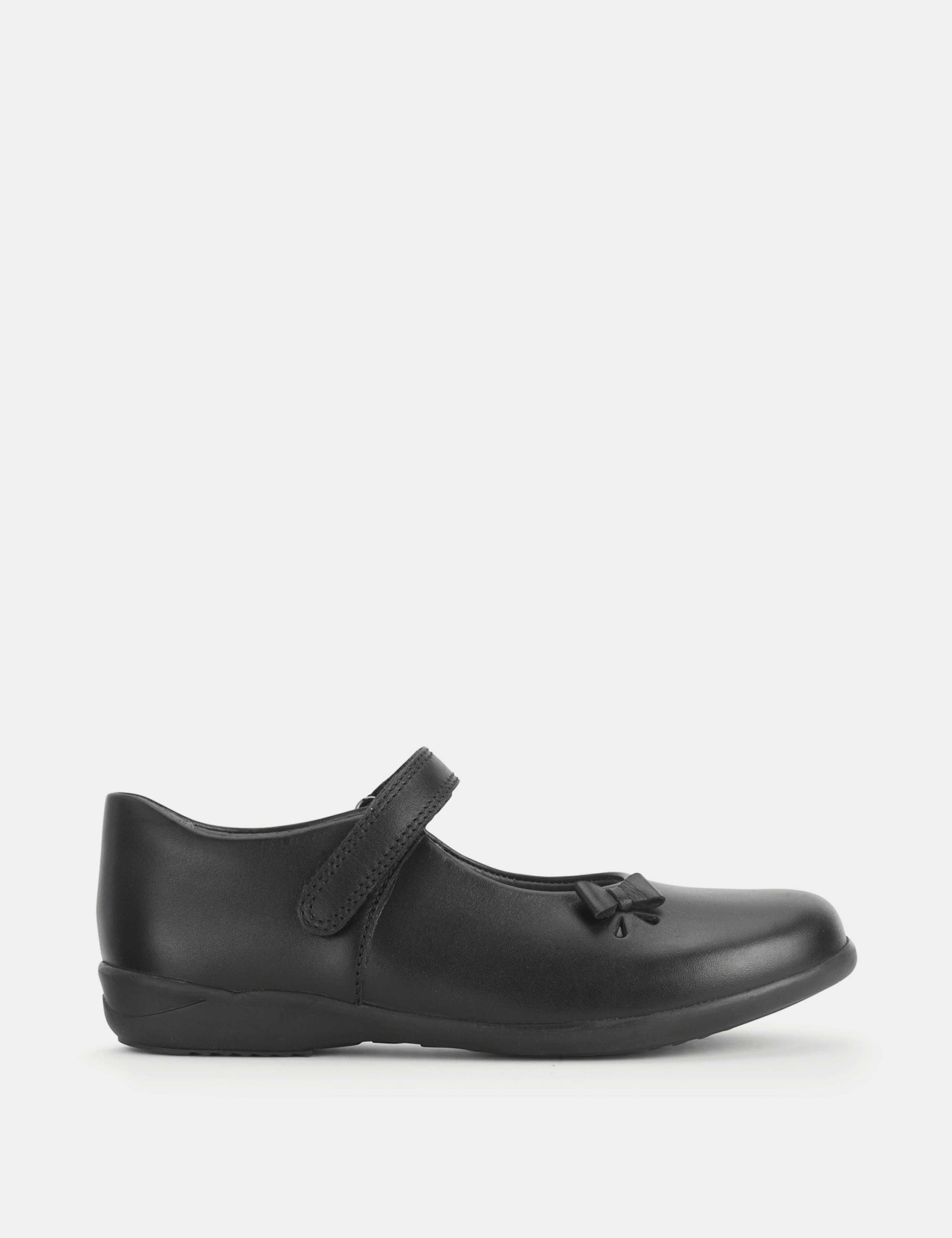 Kids' Leather Bow Riptape School Shoes (10 Small - 4 Large)