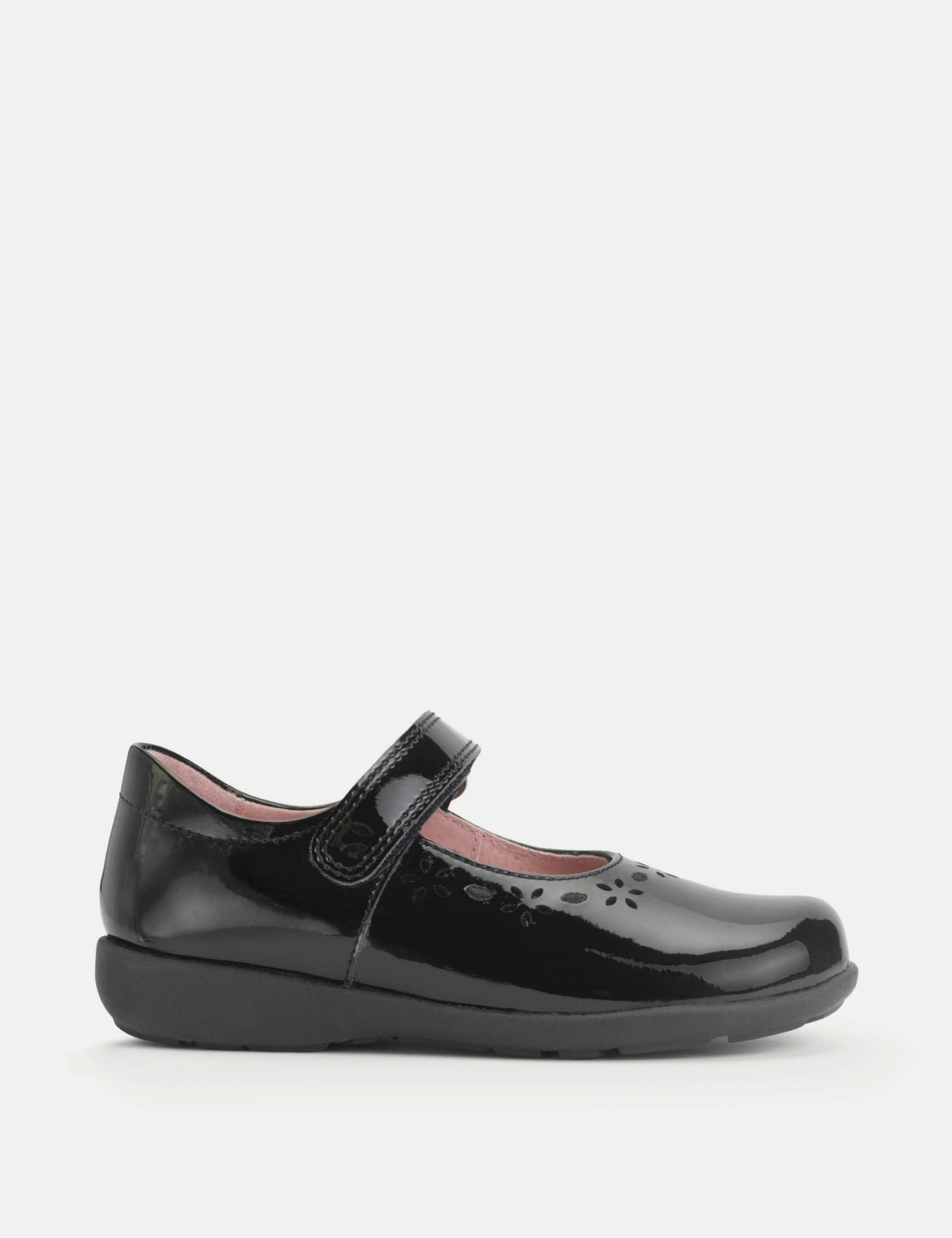 Kids' Patent Leather Riptape School Shoes (6 Small - 1 1/2 Large)