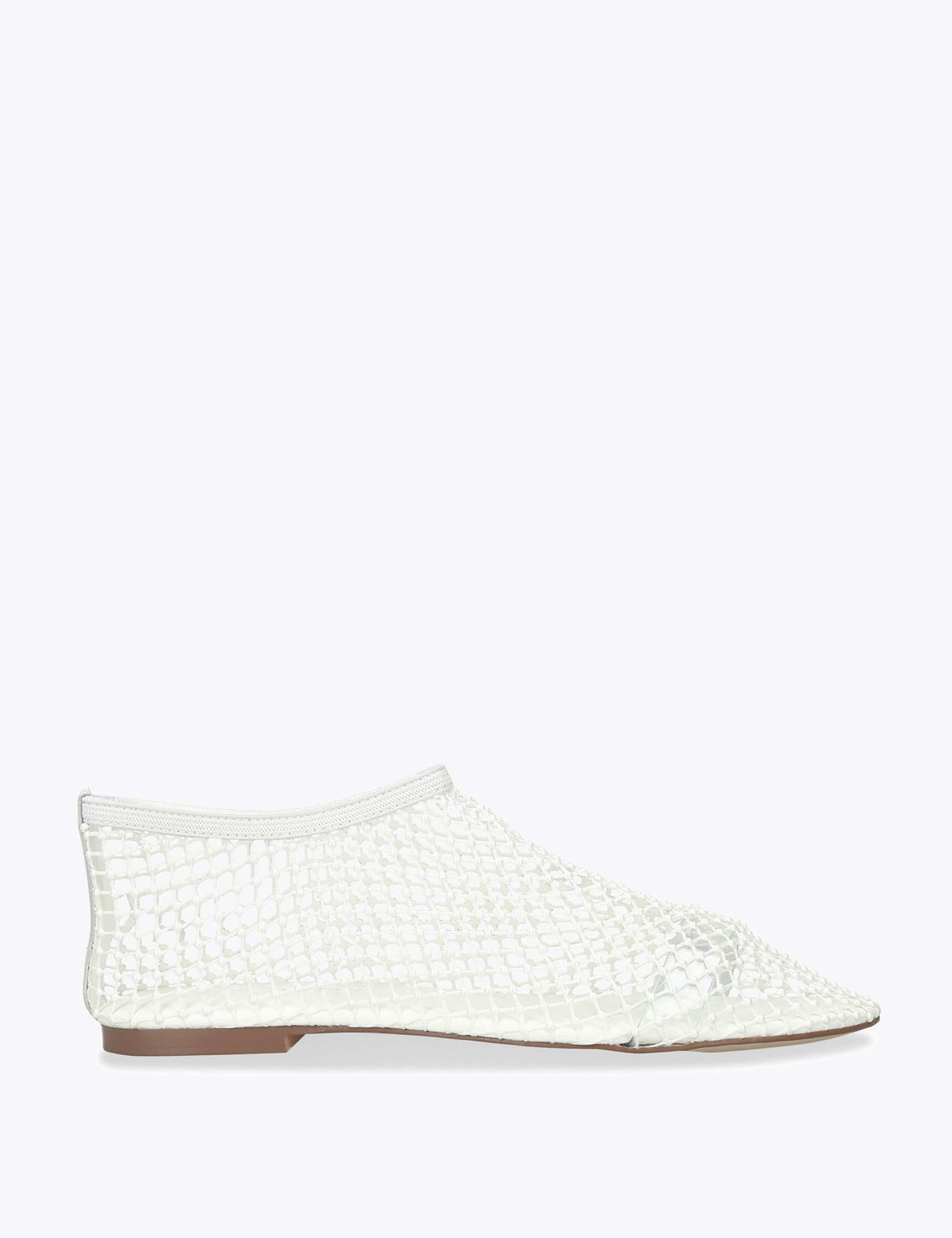 Leather Pearl Mesh Ballet Pumps