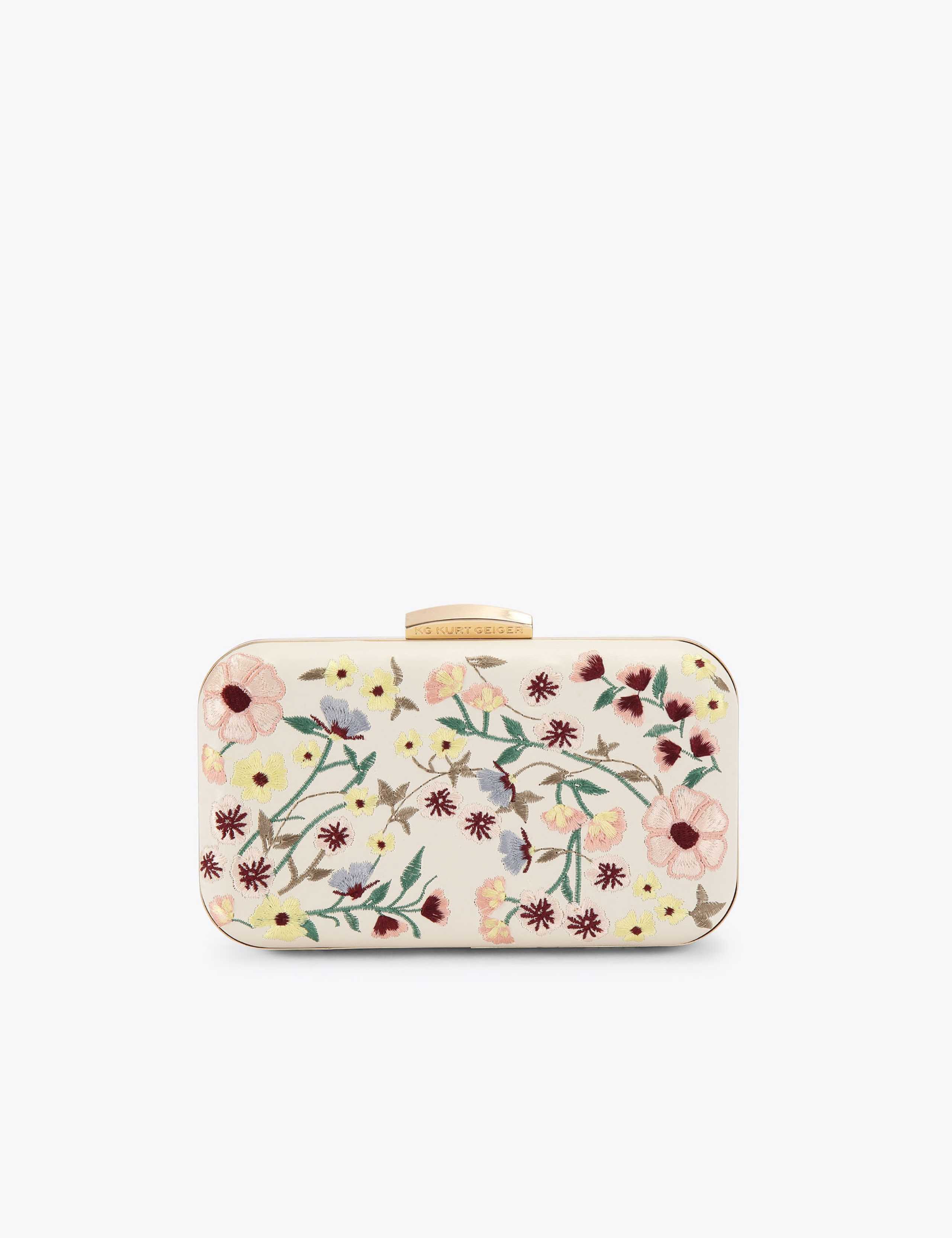 RaffiaFloral Chain Strap Clutch Bag