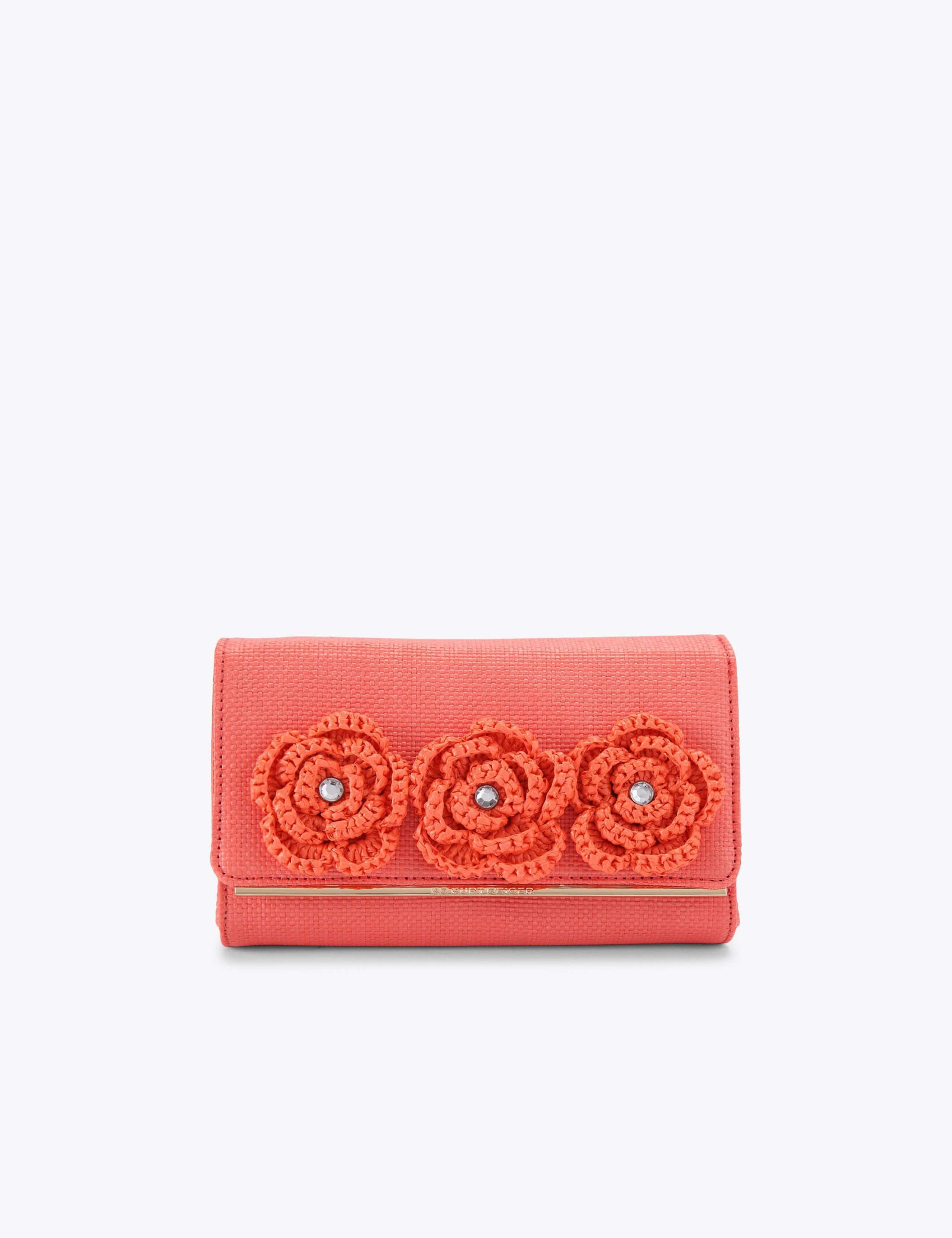 Raffia Floral Clutch Bag