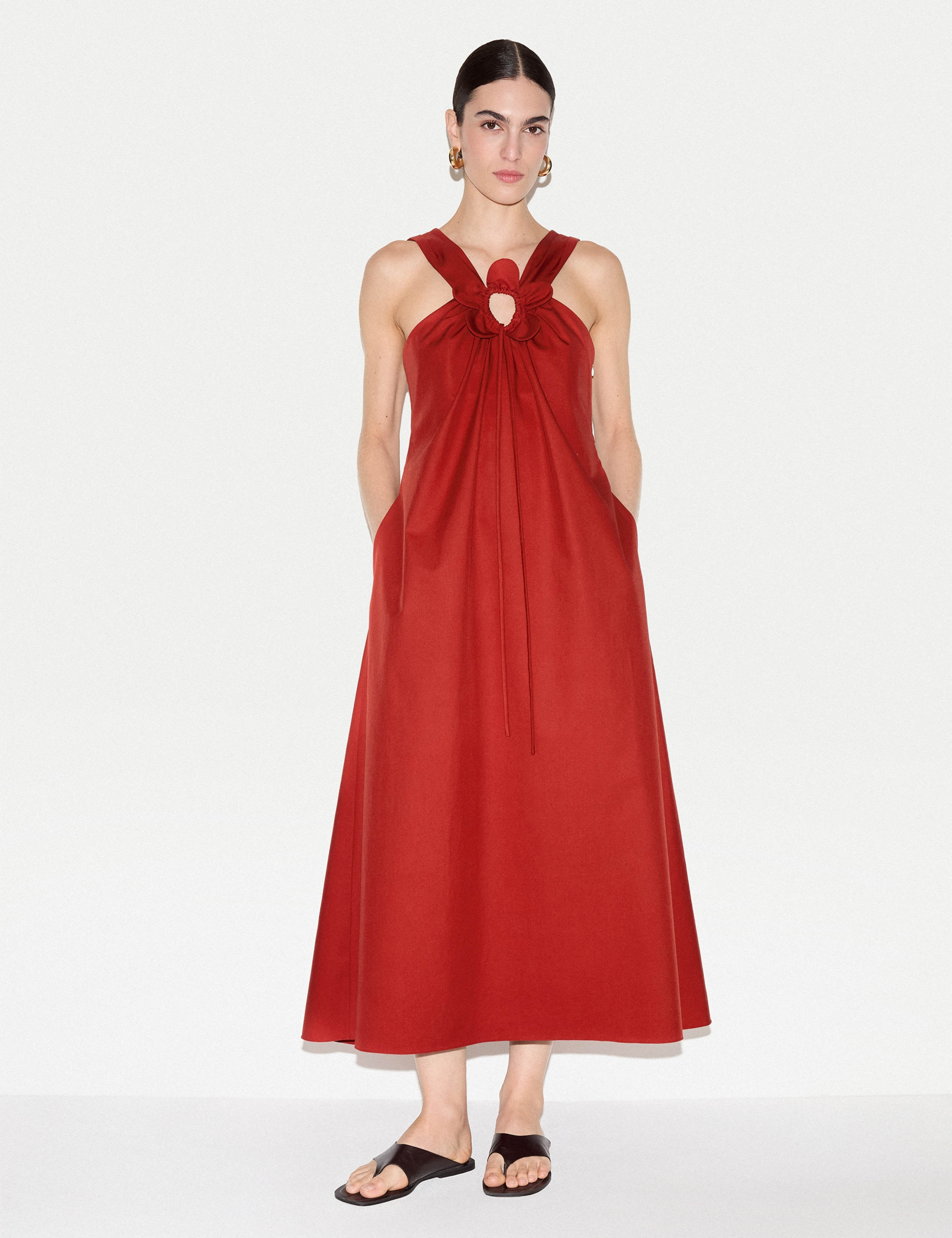 Cotton Rich Flower Detail Midaxi Dress