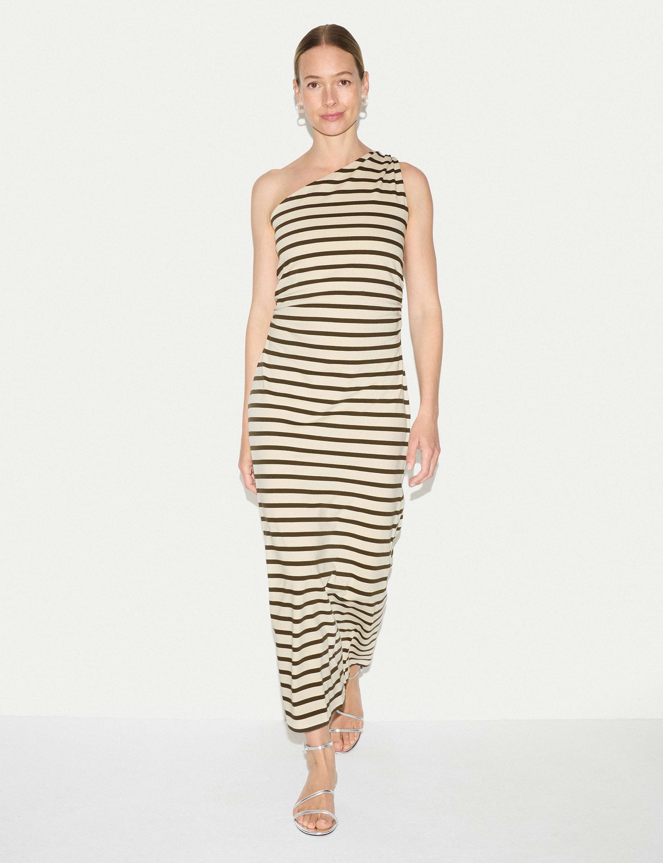 Pure Cotton One Shoulder Maxi Column Dress