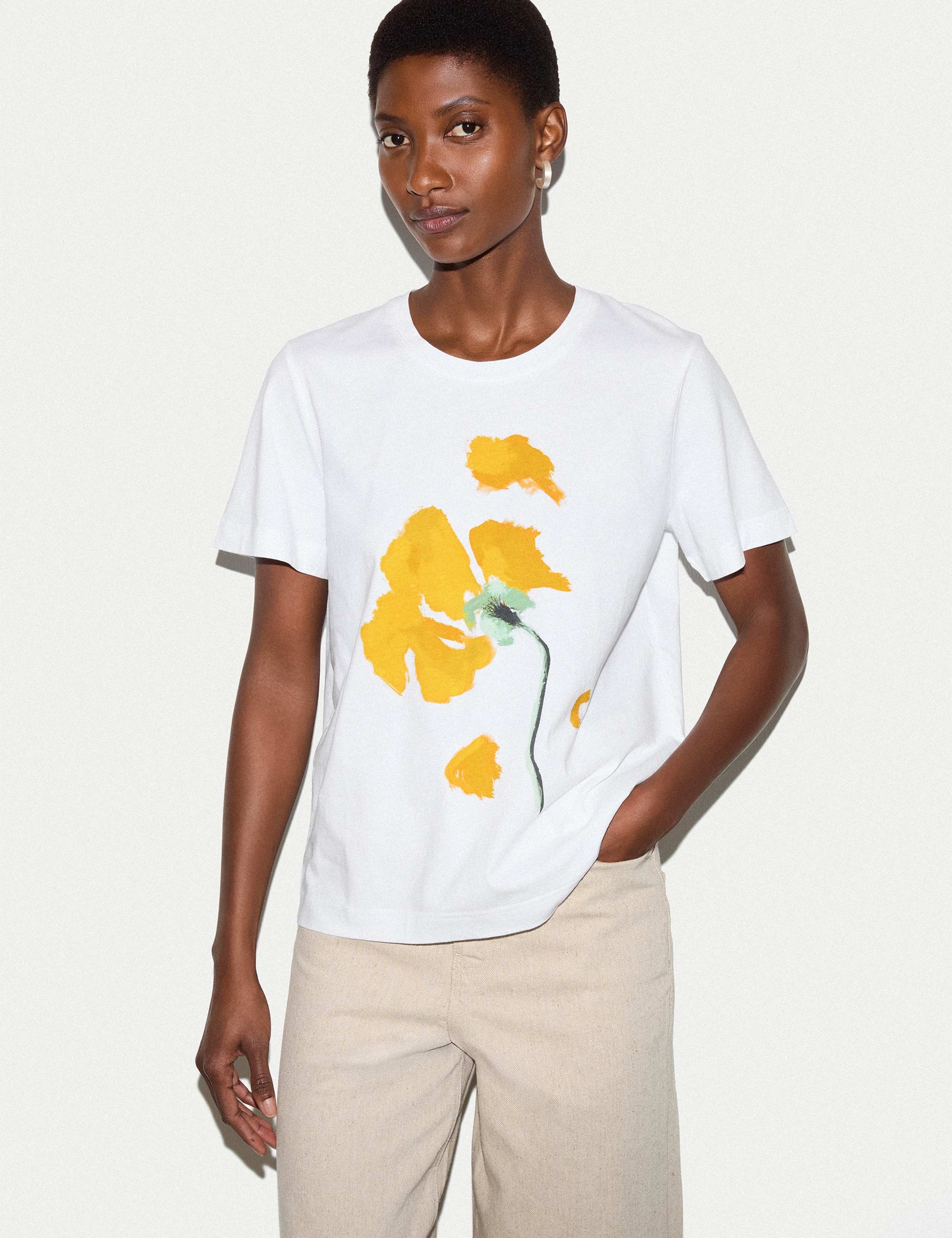Pure Cotton Poppy Print T-Shirt