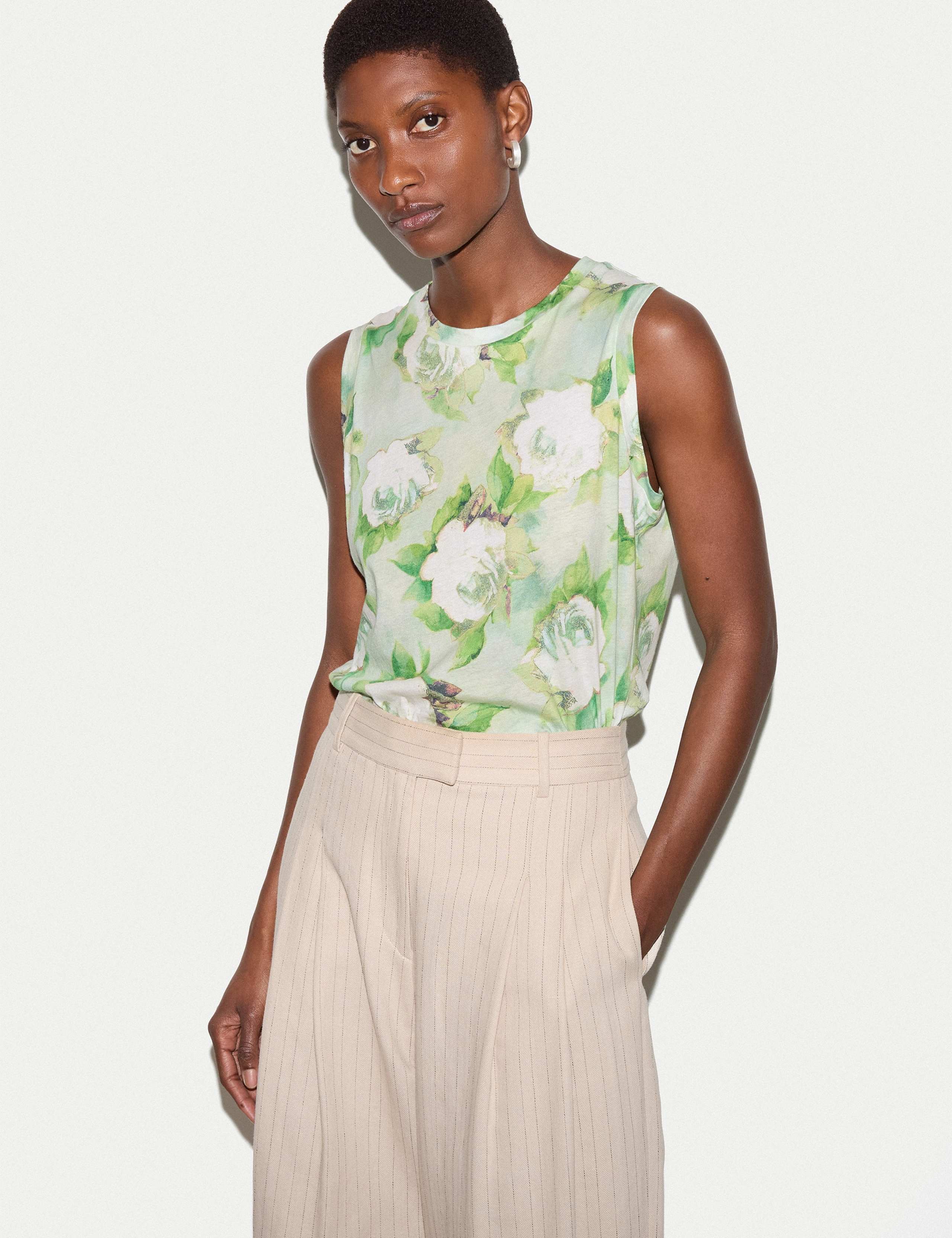 Pure Cotton Floral Vest Top