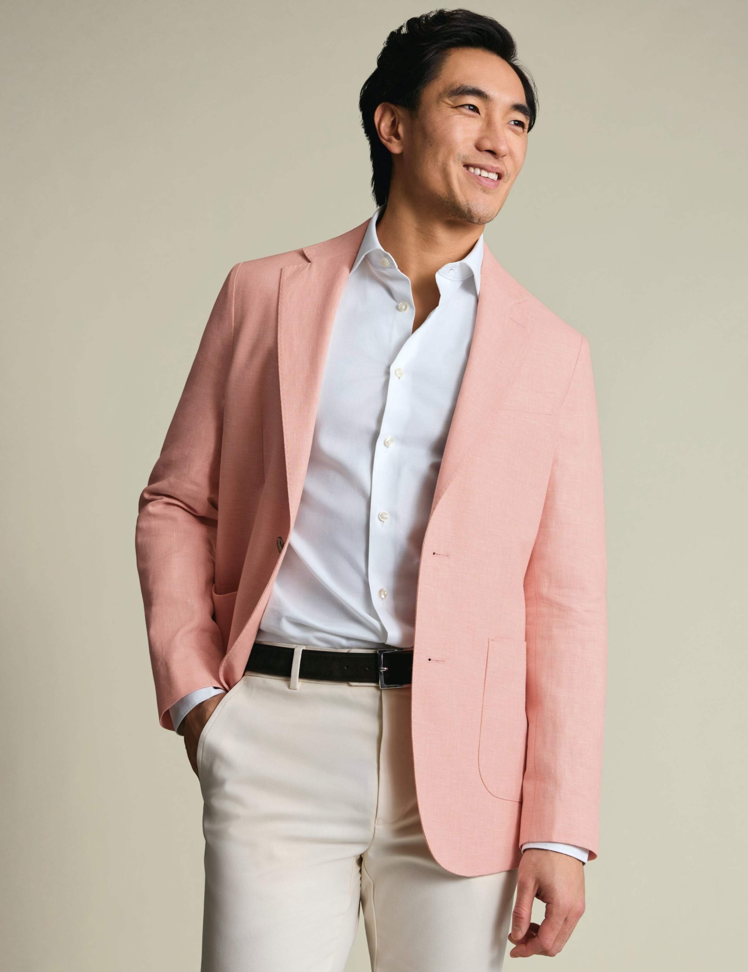 Slim Fit Cotton Linen Blend Blazer