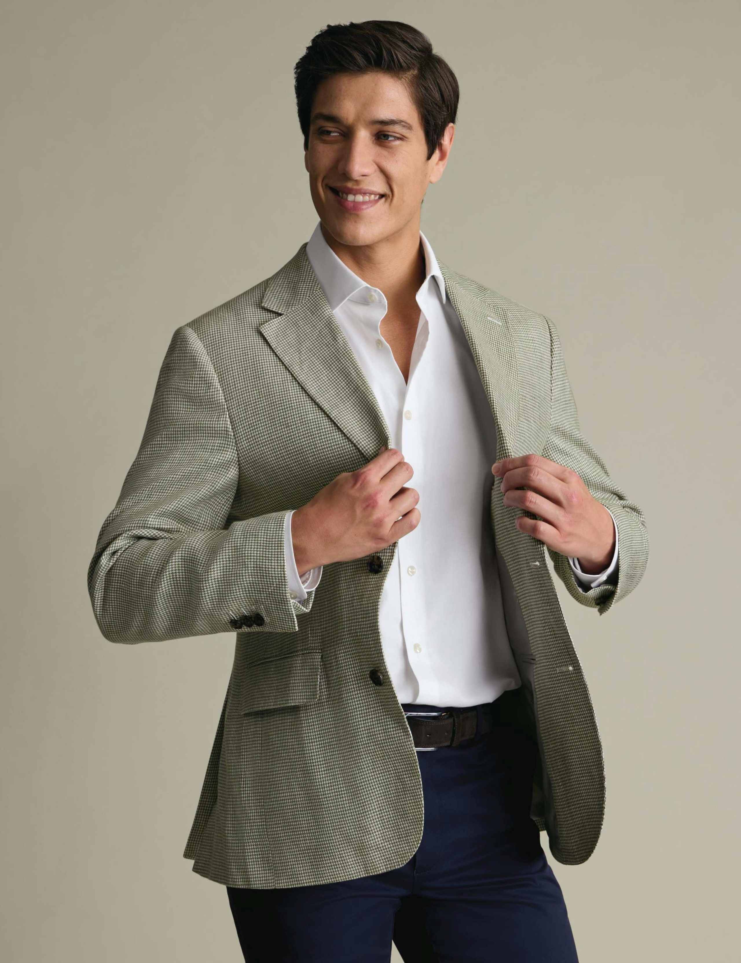 Slim Fit Pure Linen Check Suit Jacket