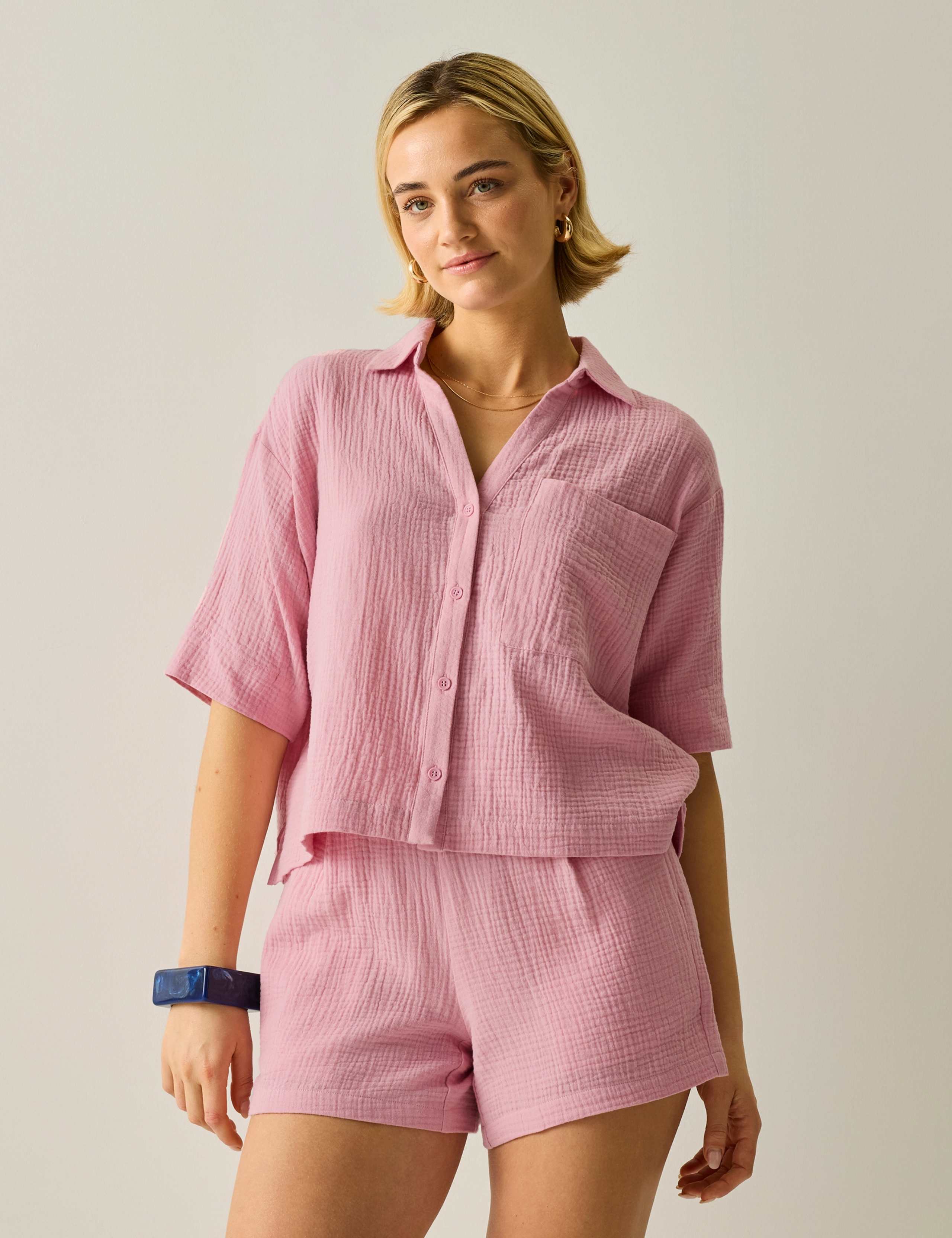 Pure Cotton Textured Relaxed Shirt