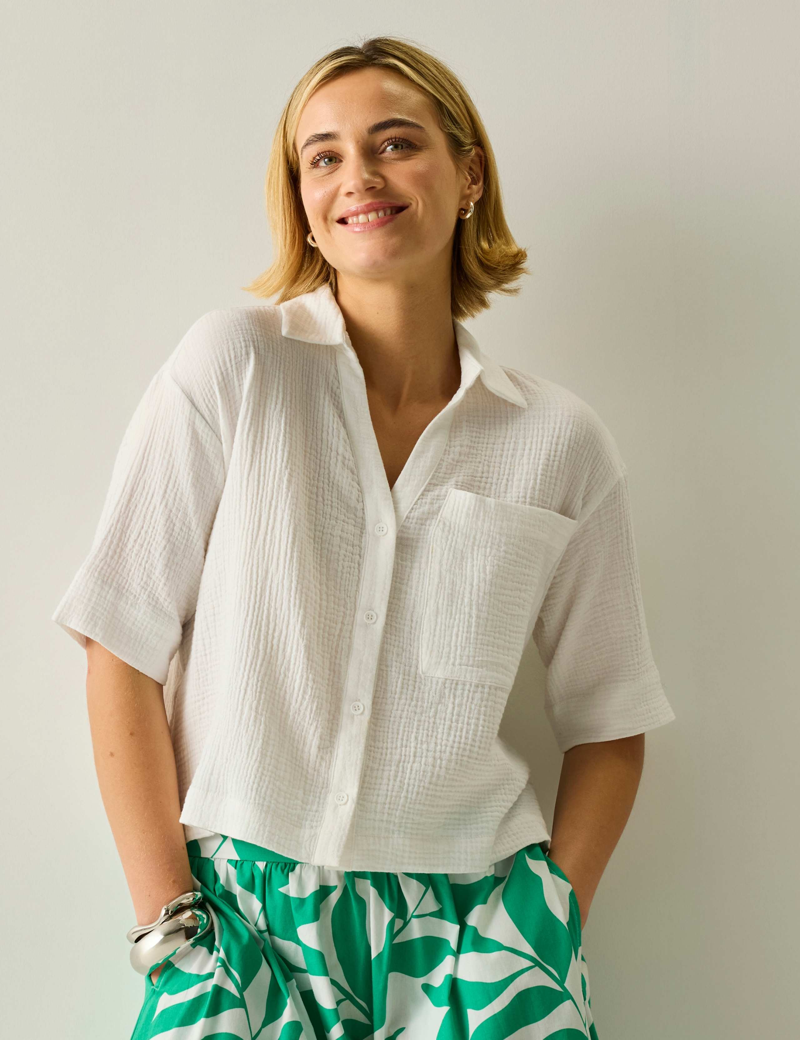 Pure Cotton Textured Relaxed Shirt