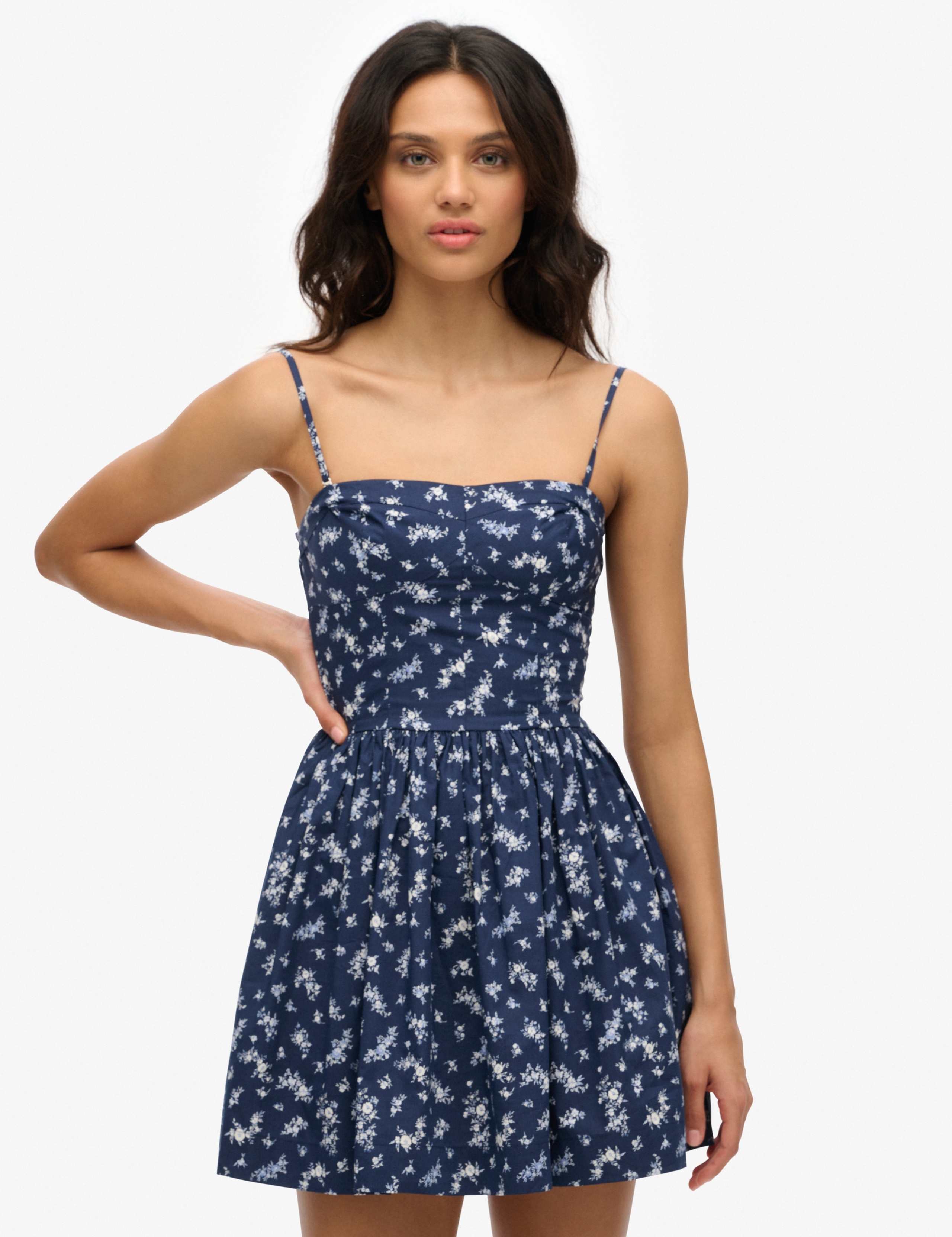 Cotton Rich Strappy Corset Mini Cami Dress