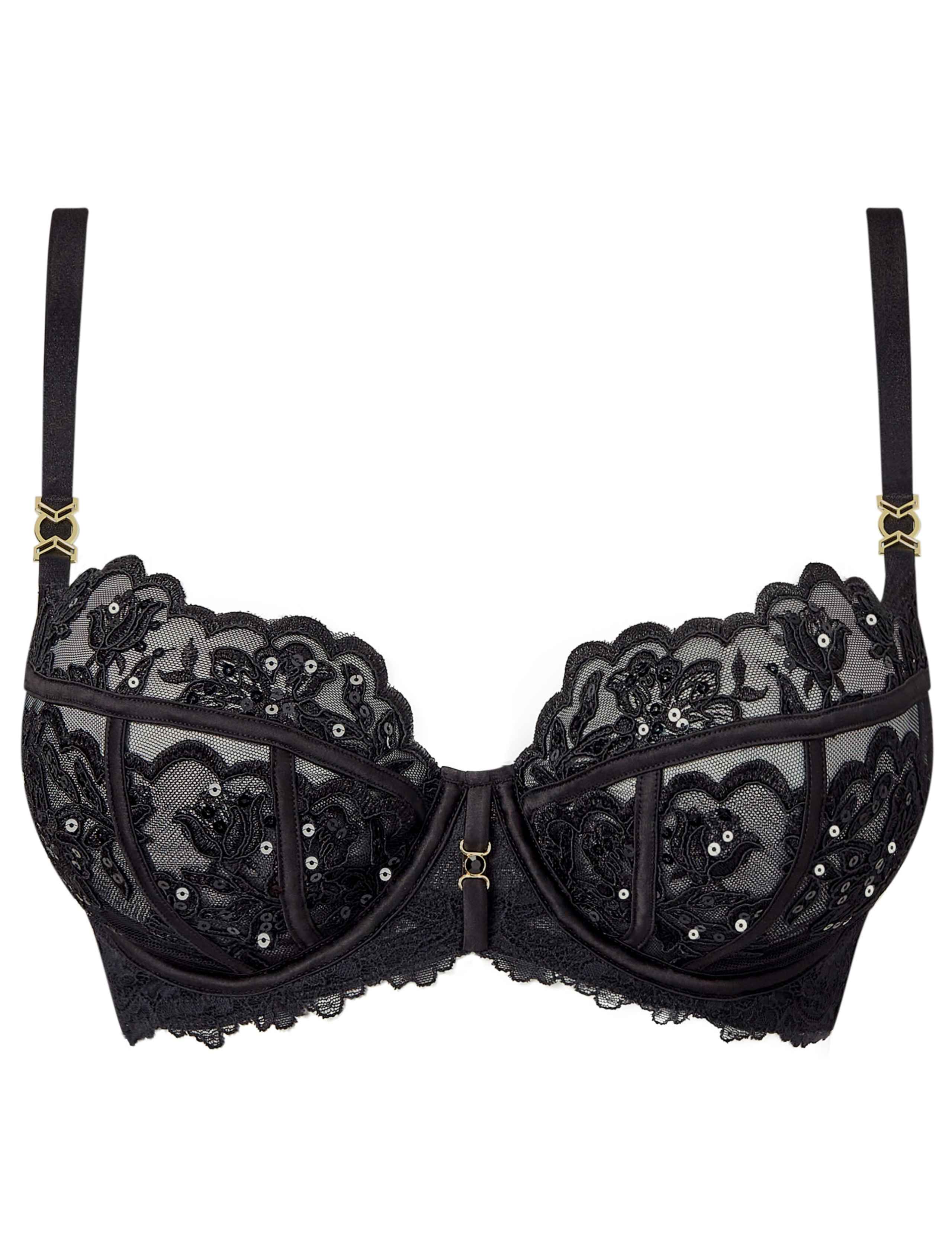 Embroidered Wired Balcony Bra Set (DD-H) 1 of 6