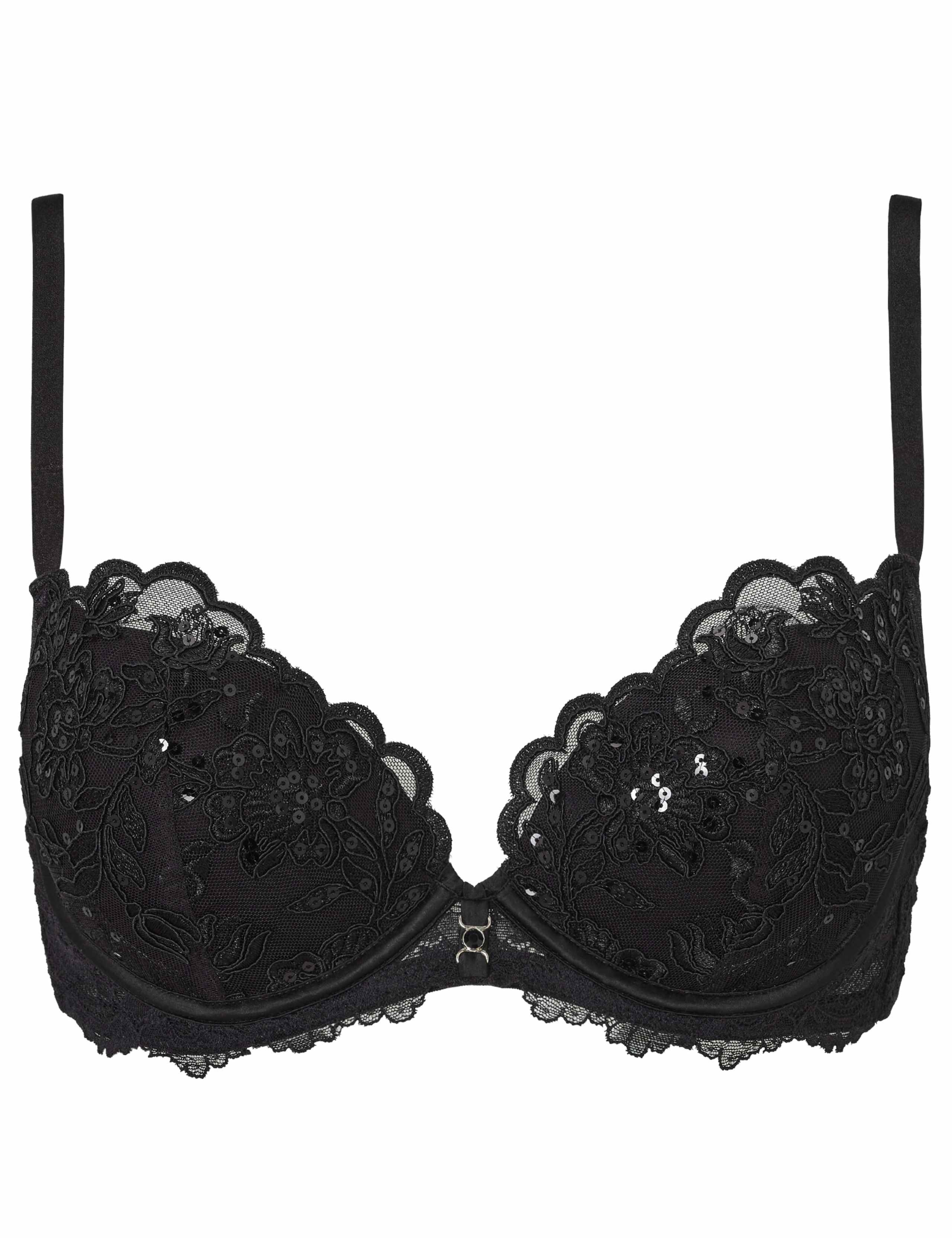 Lace Sequin Wired Plunge Bra Set (A-D) 1 of 6