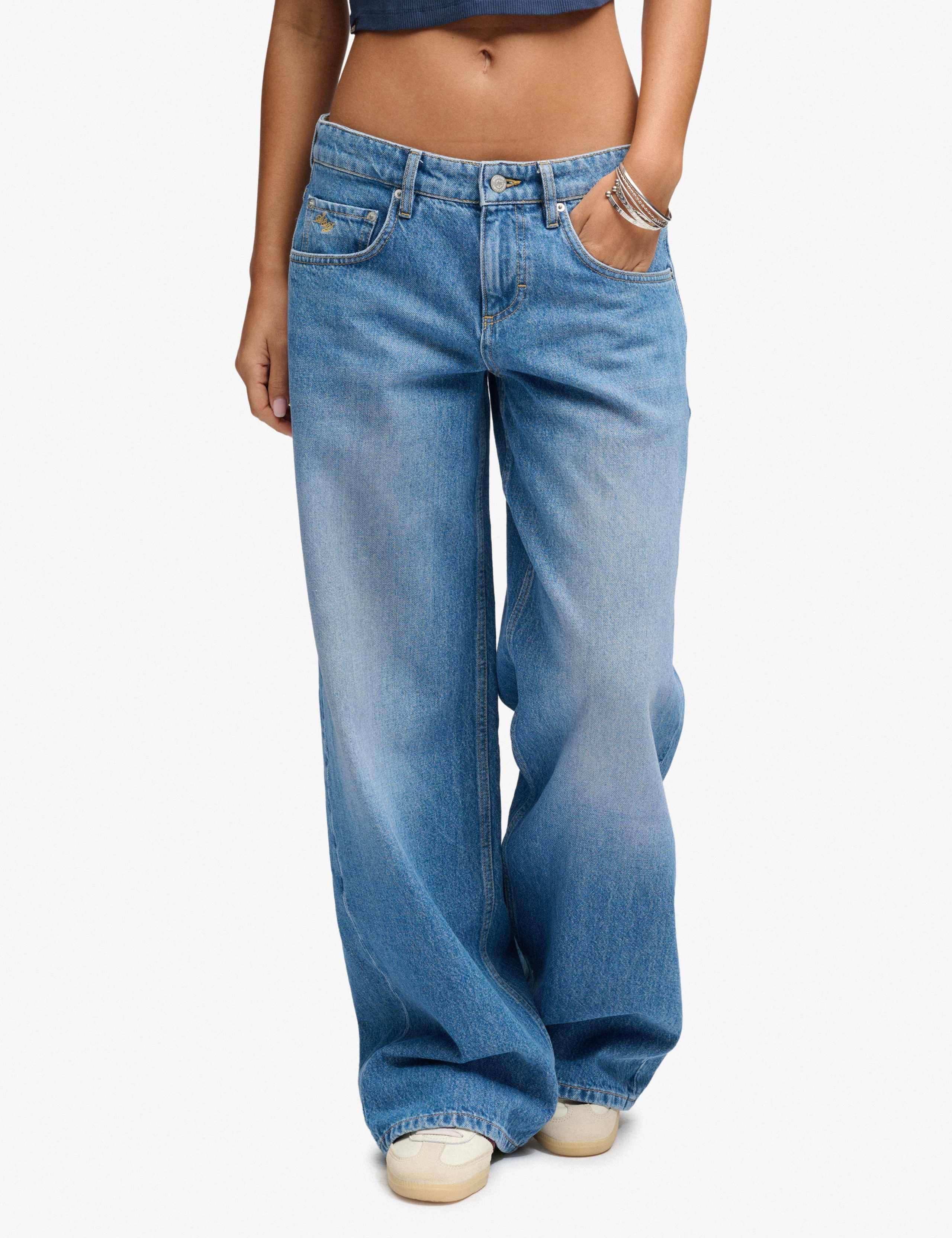Mid Rise Wide Leg Jeans