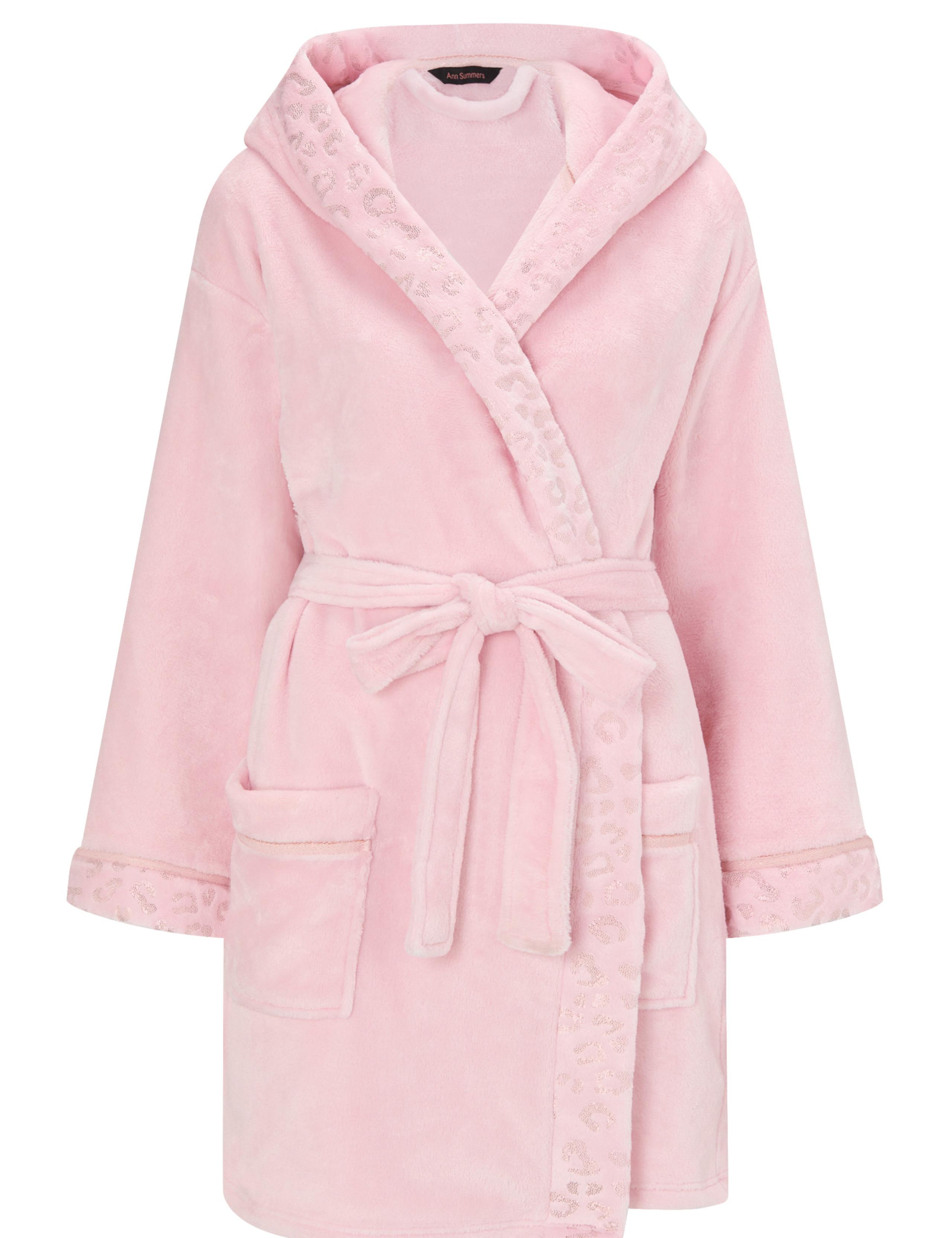 Fleece Sparkle Animal Print Hooded Robe