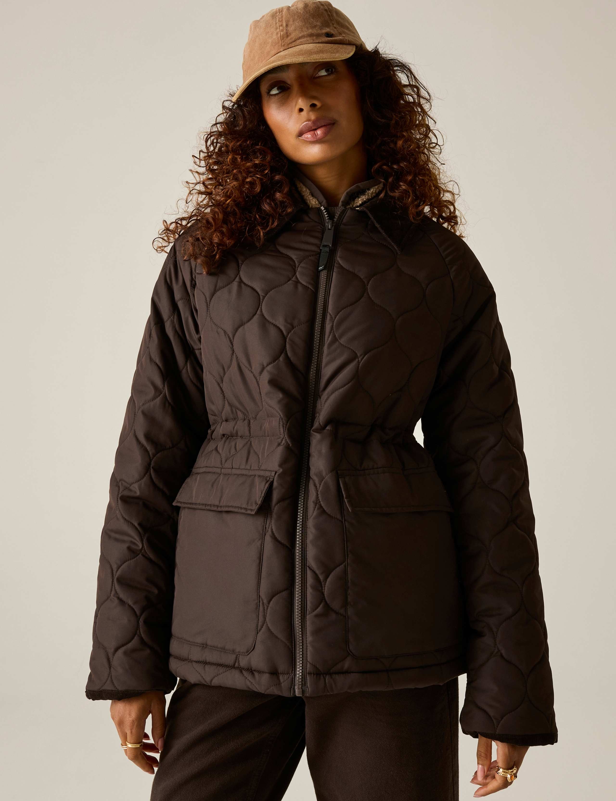 Amira Quilted Padded Cord Collar Jacket