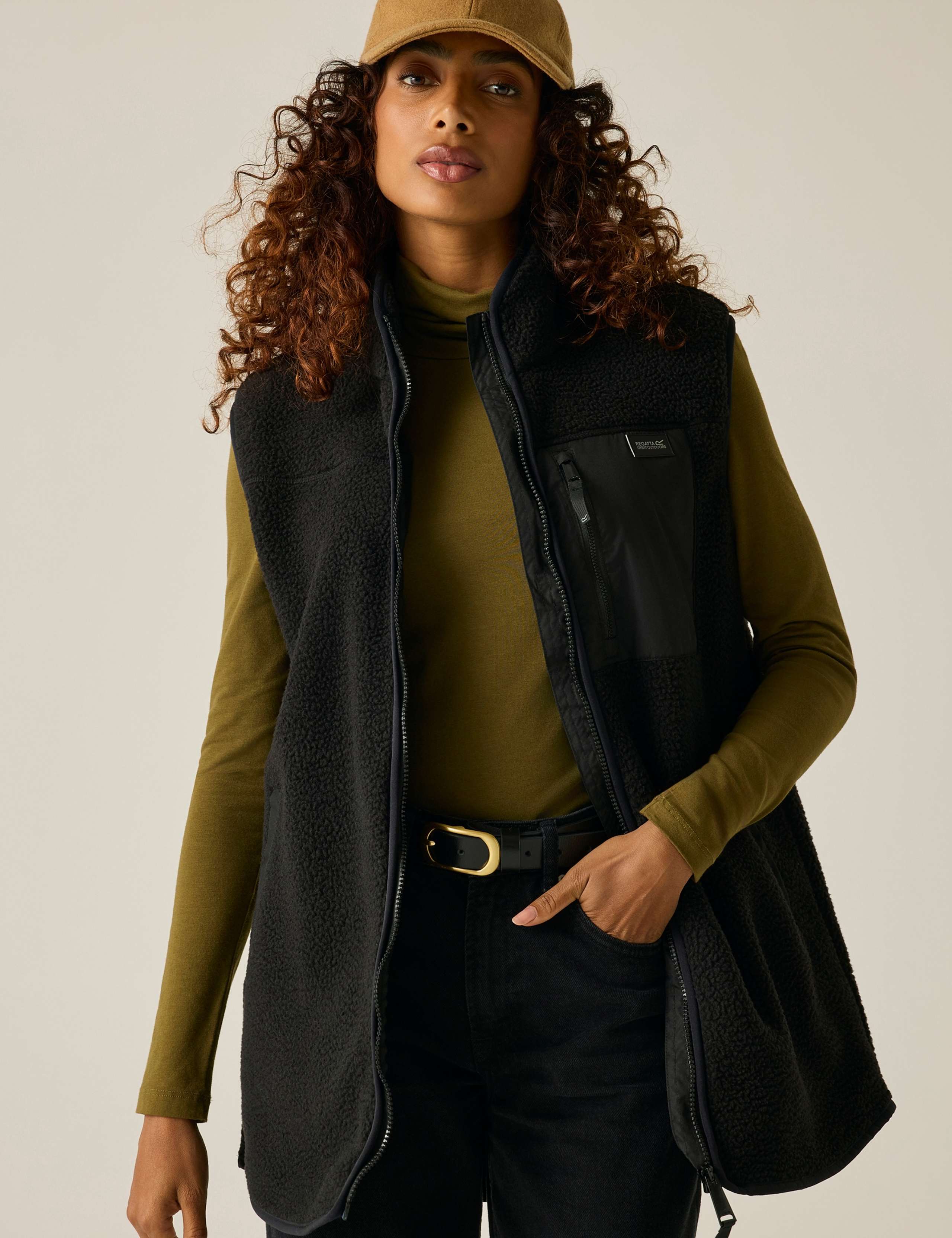 Frankie Borg Funnel Neck Longline Gilet