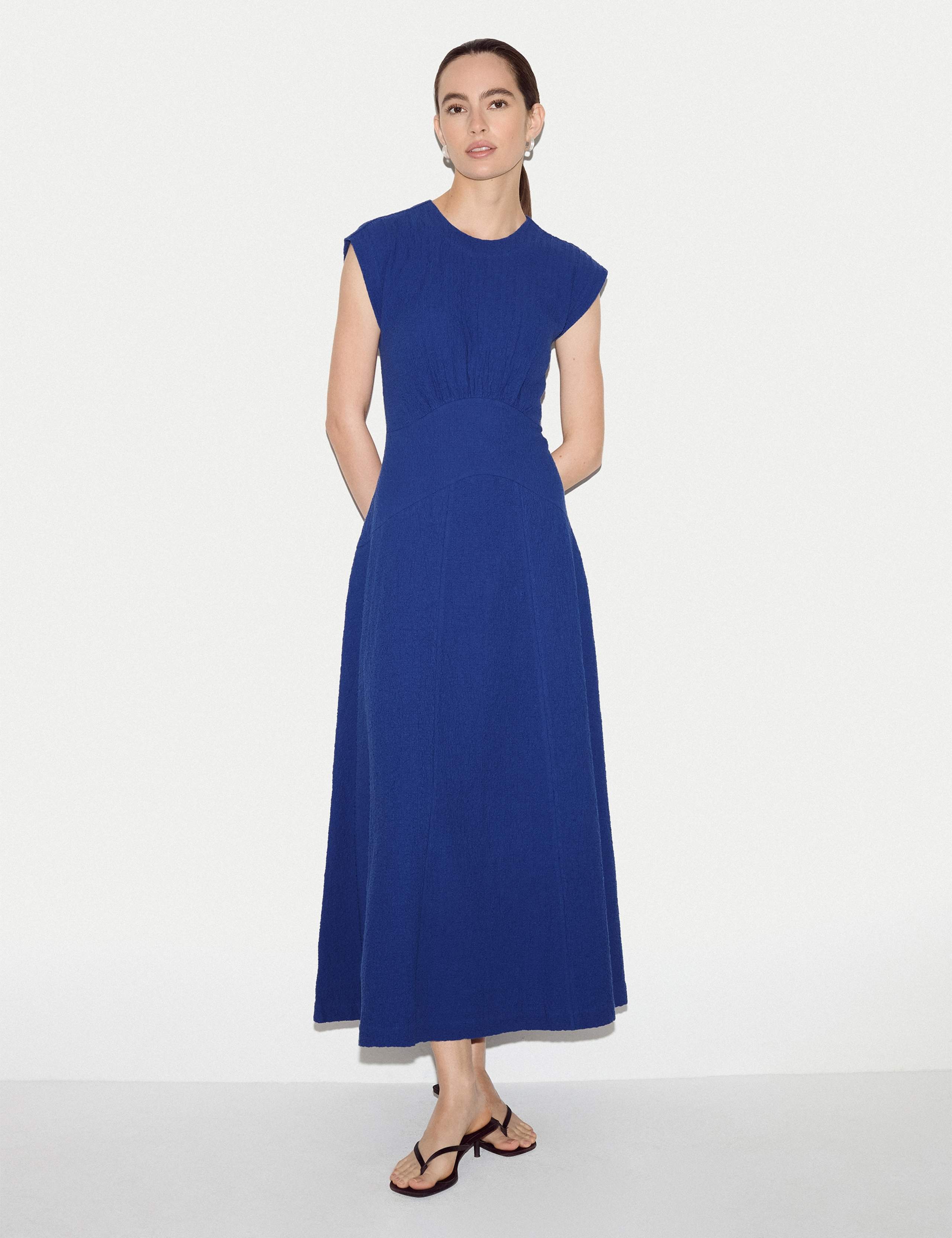 Cotton Rich Textured Midaxi Skater Dress