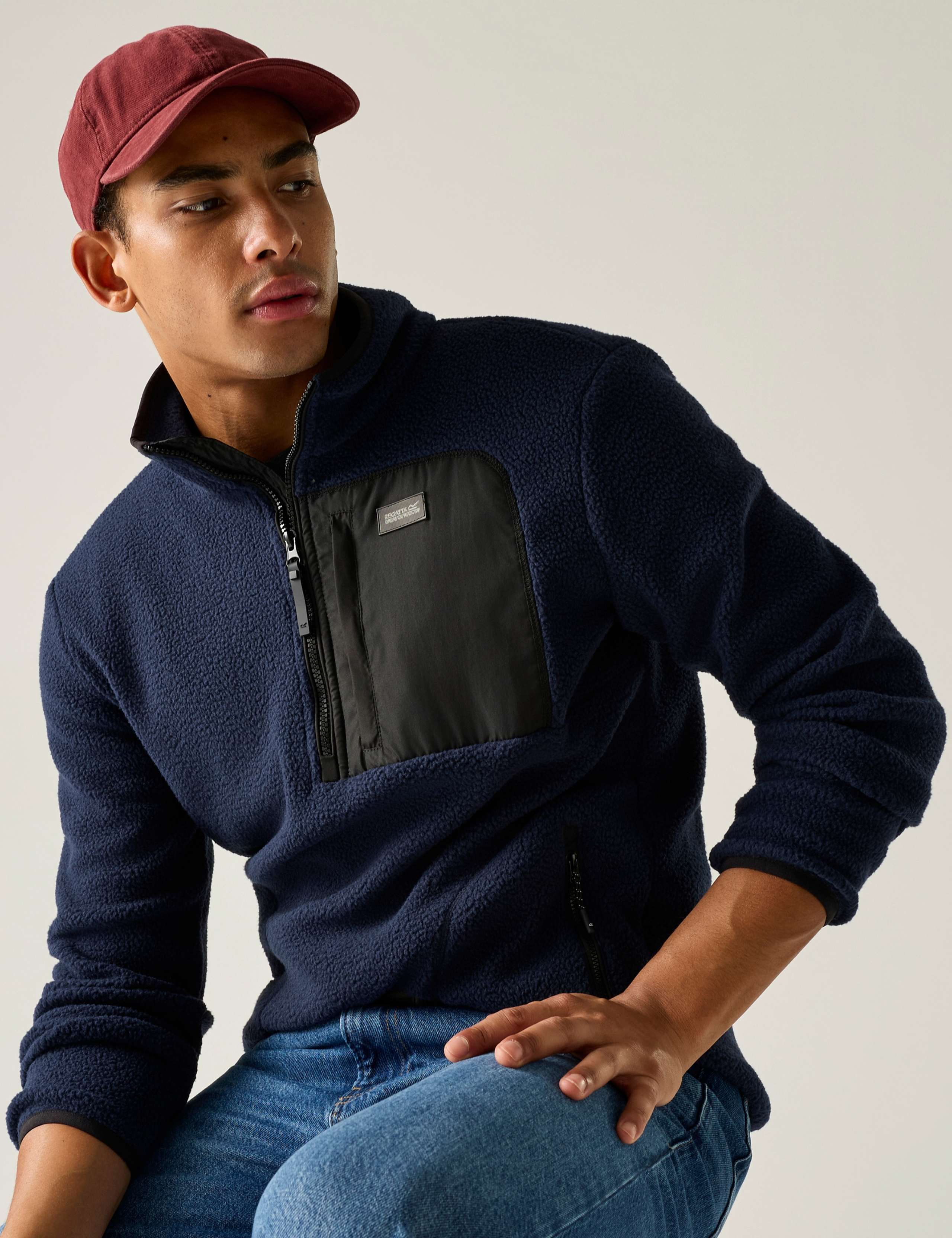 Frankie Borg Funnel Neck Half Zip Fleece