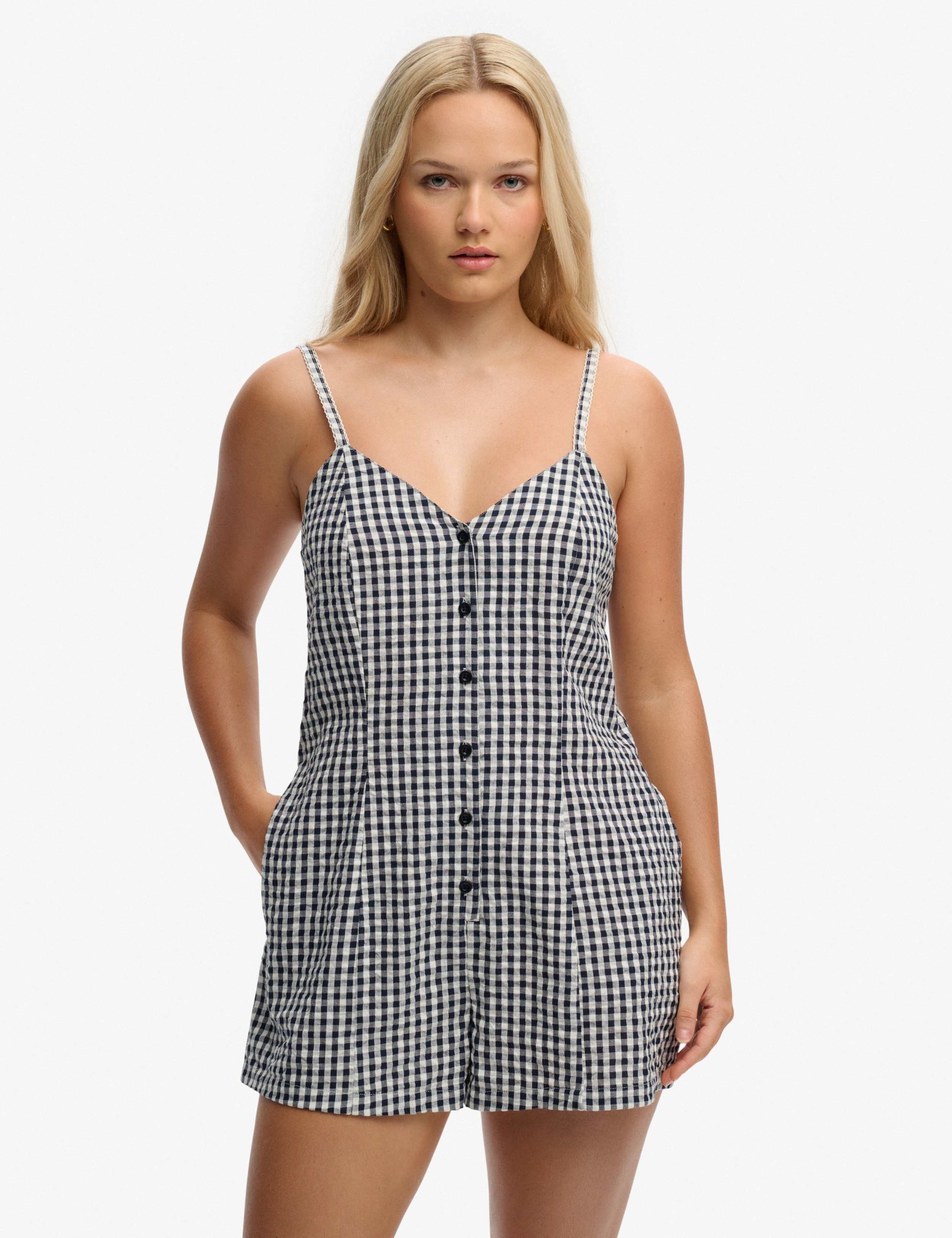 Pure Cotton Gingham Cami Playsuit
