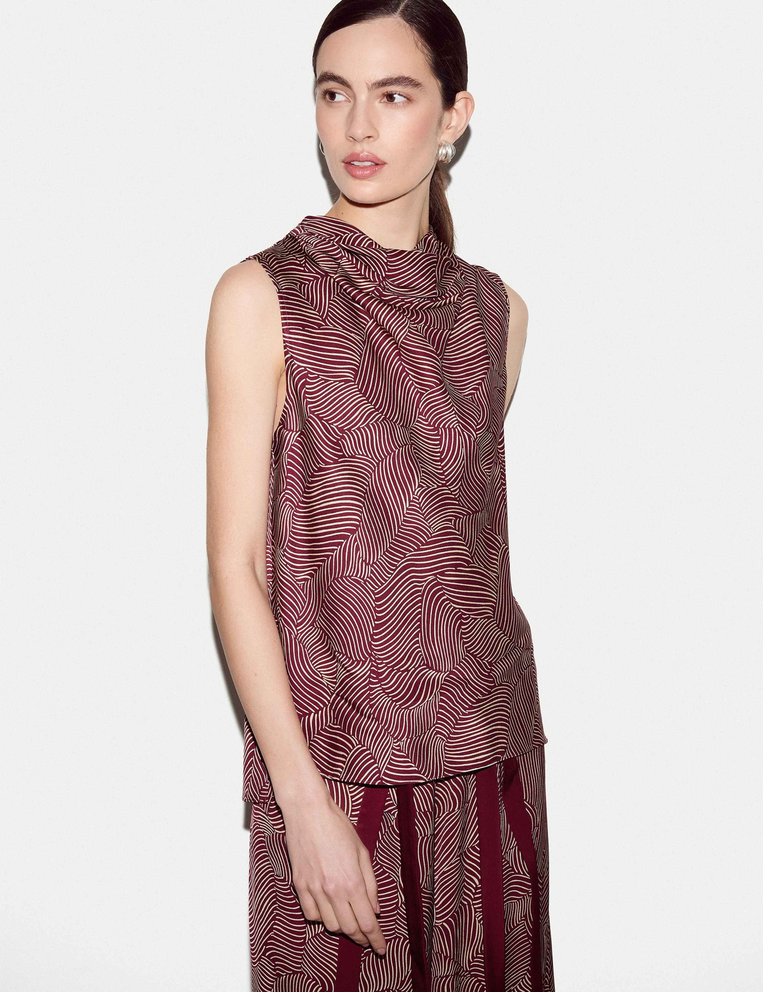 Optic Swirl Cowl Neck Top