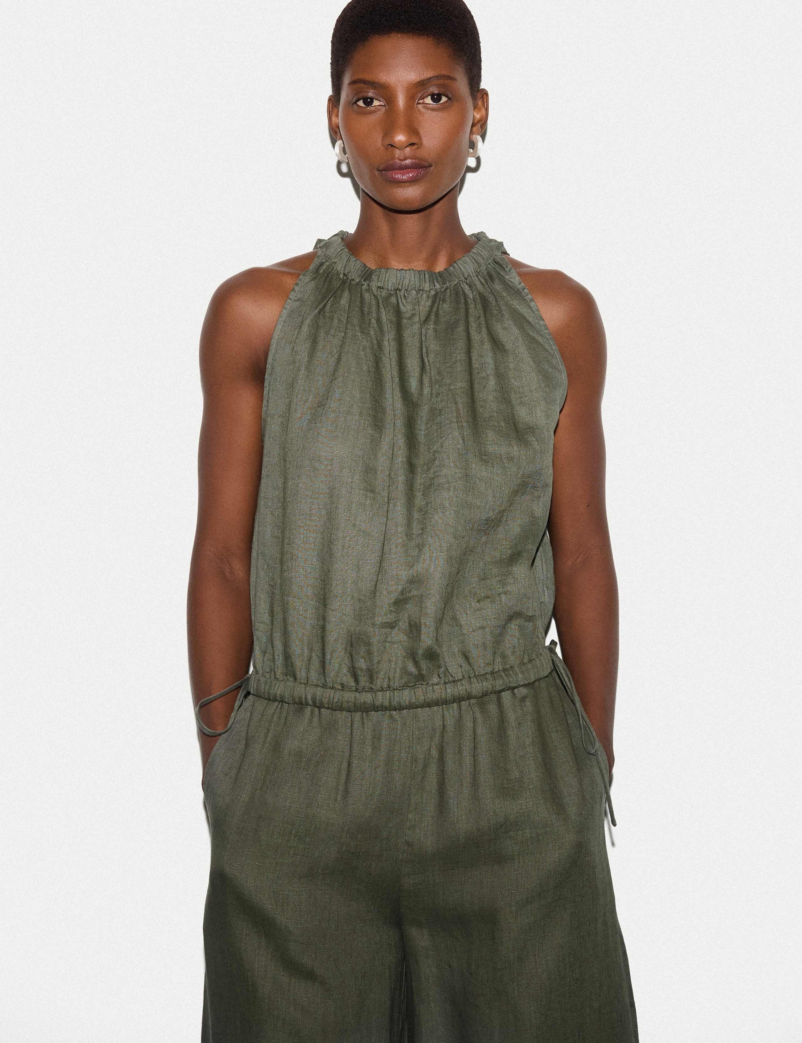 Pure Linen Tie Detail Tank Top