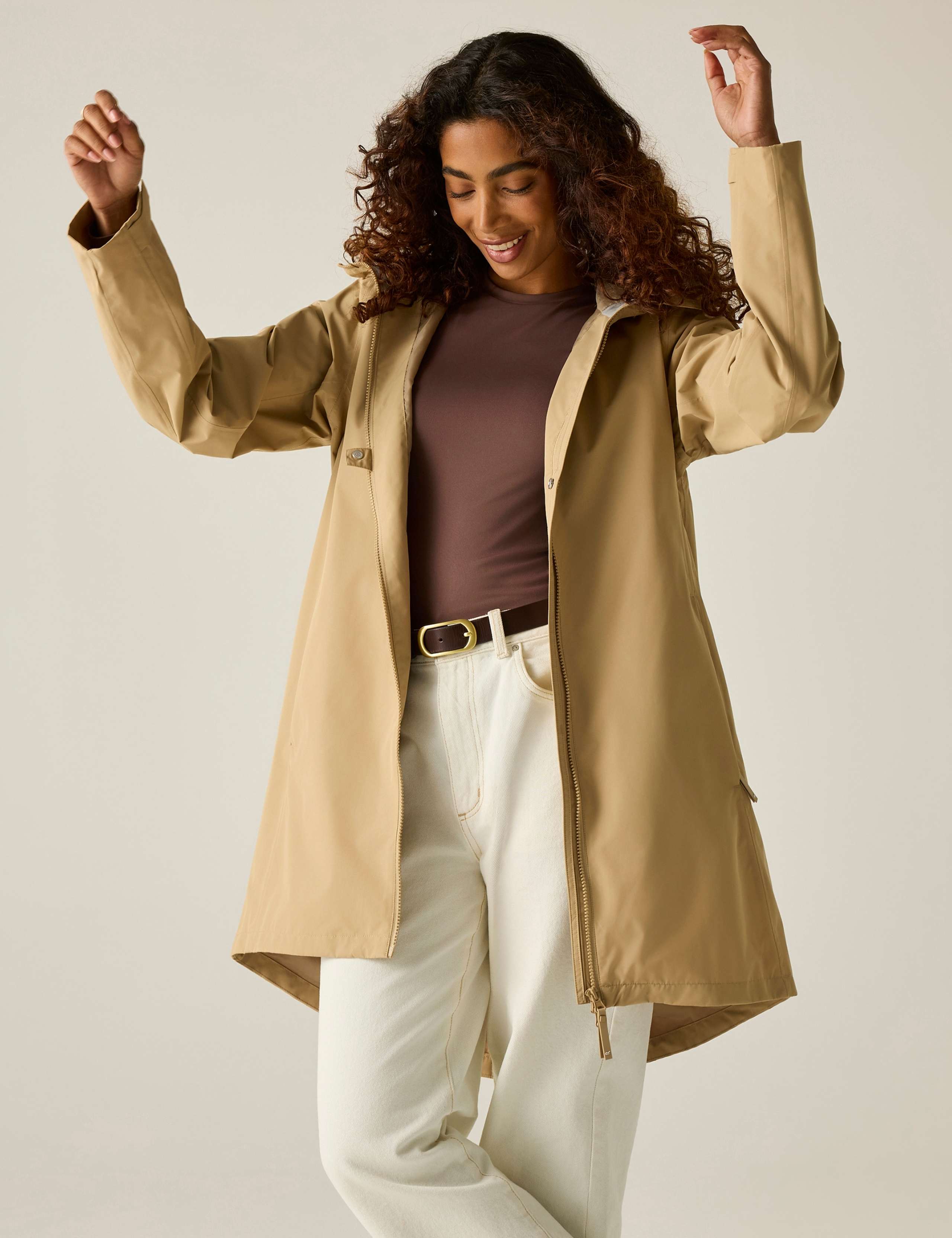 Brianka Waterproof Hooded Longline Jacket