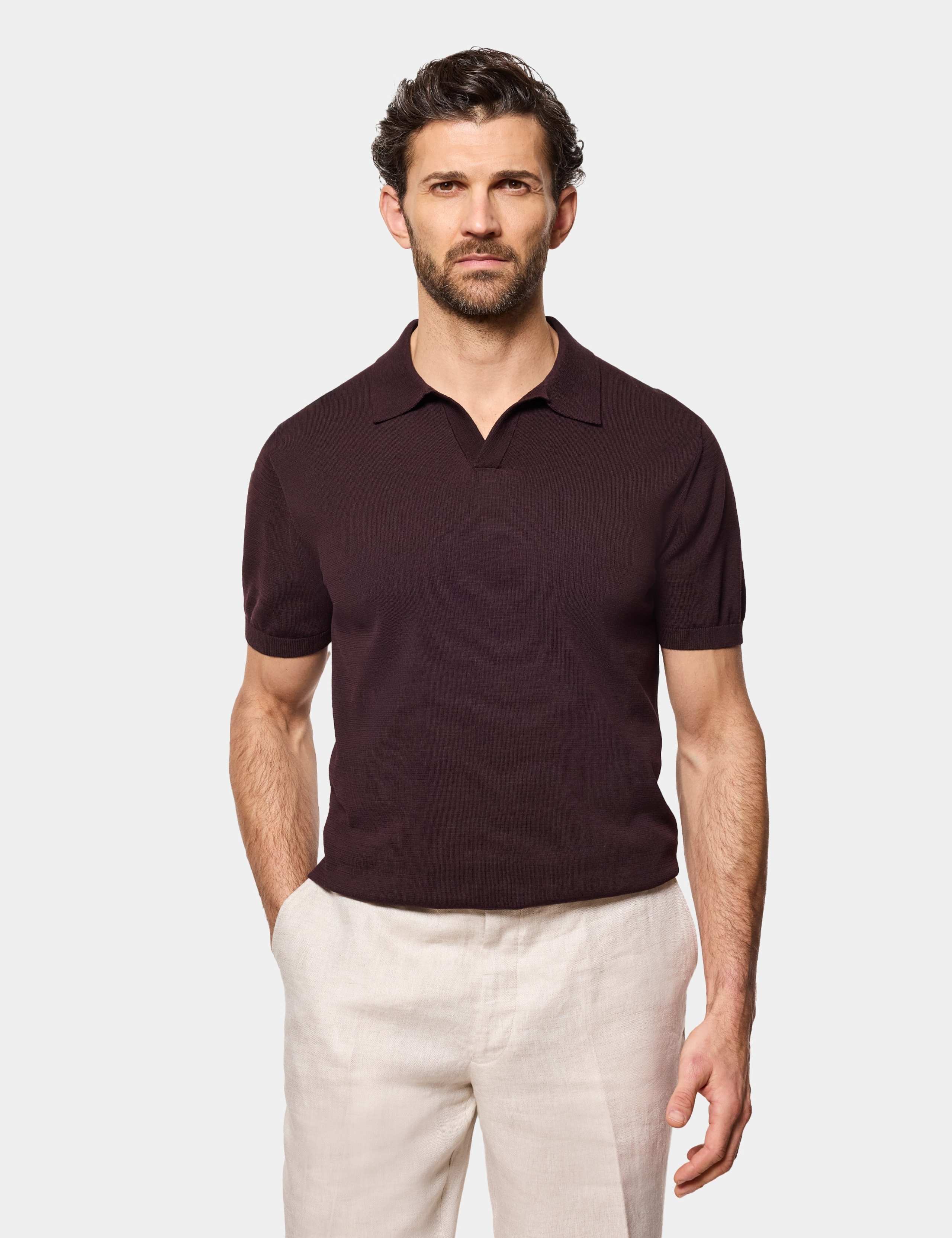 Pure Cotton Open Collar Polo Shirt