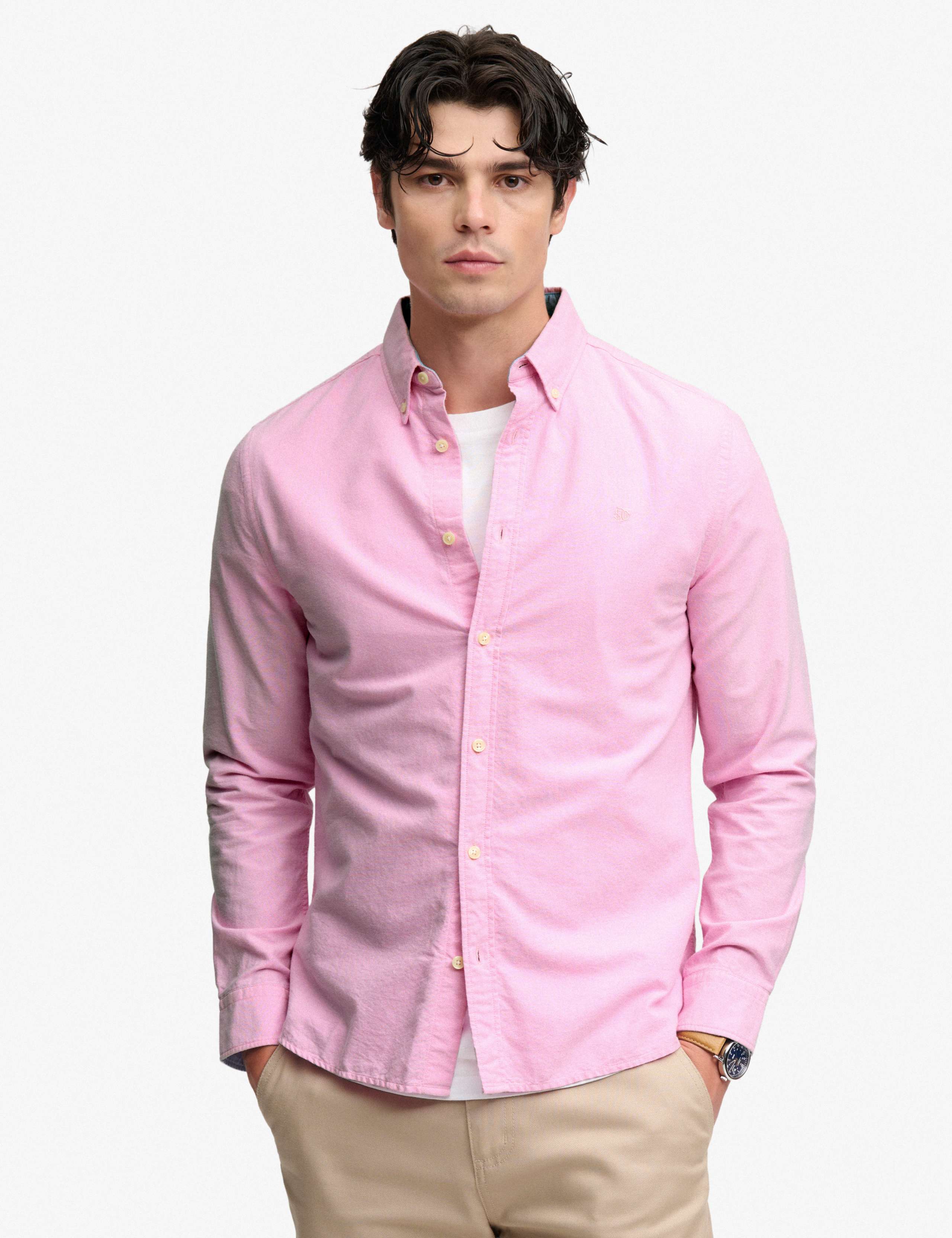 Relaxed Fit Preppy Oxford Long Sleeve Shirt