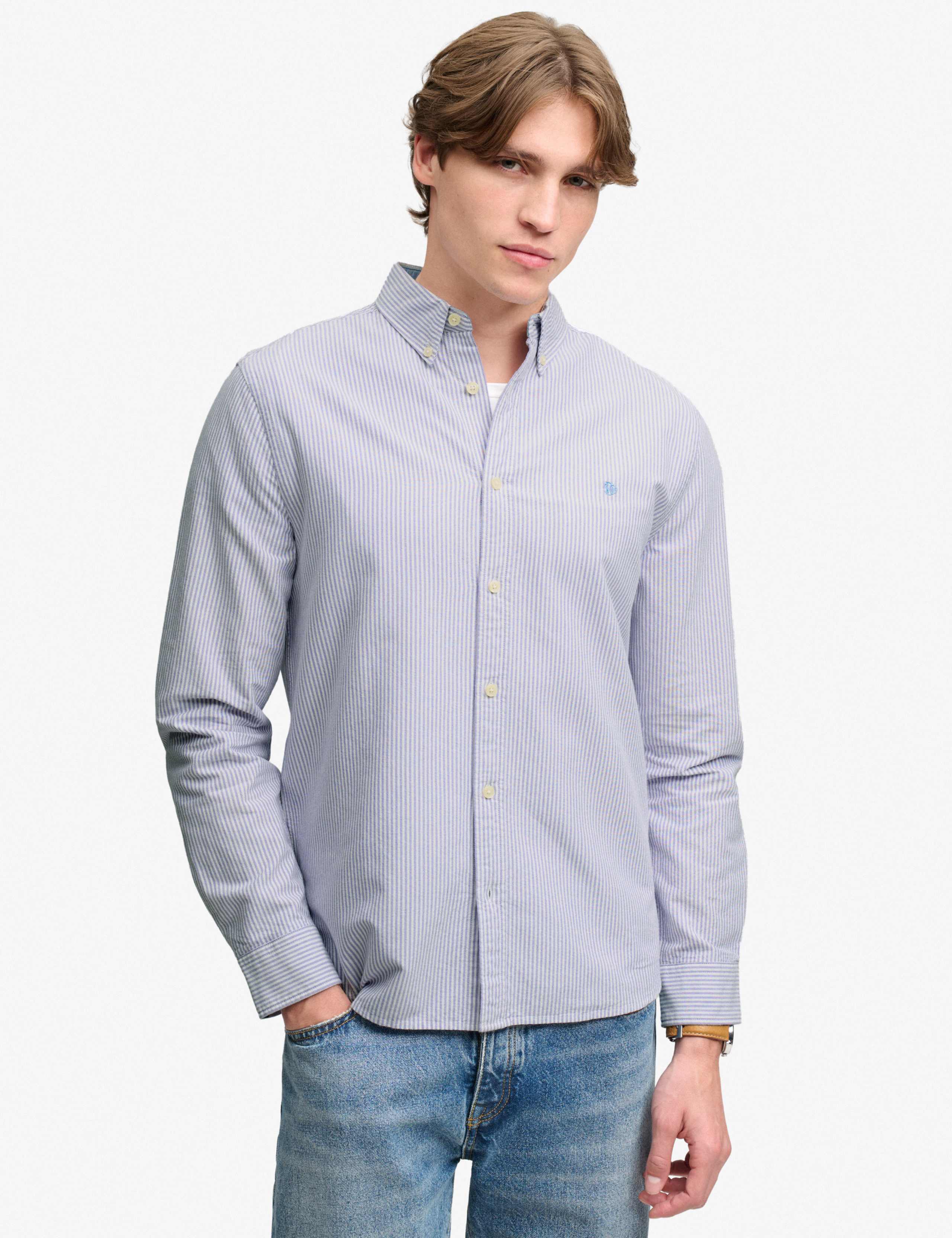 Relaxed Fit Preppy Oxford Long Sleeve Shirt