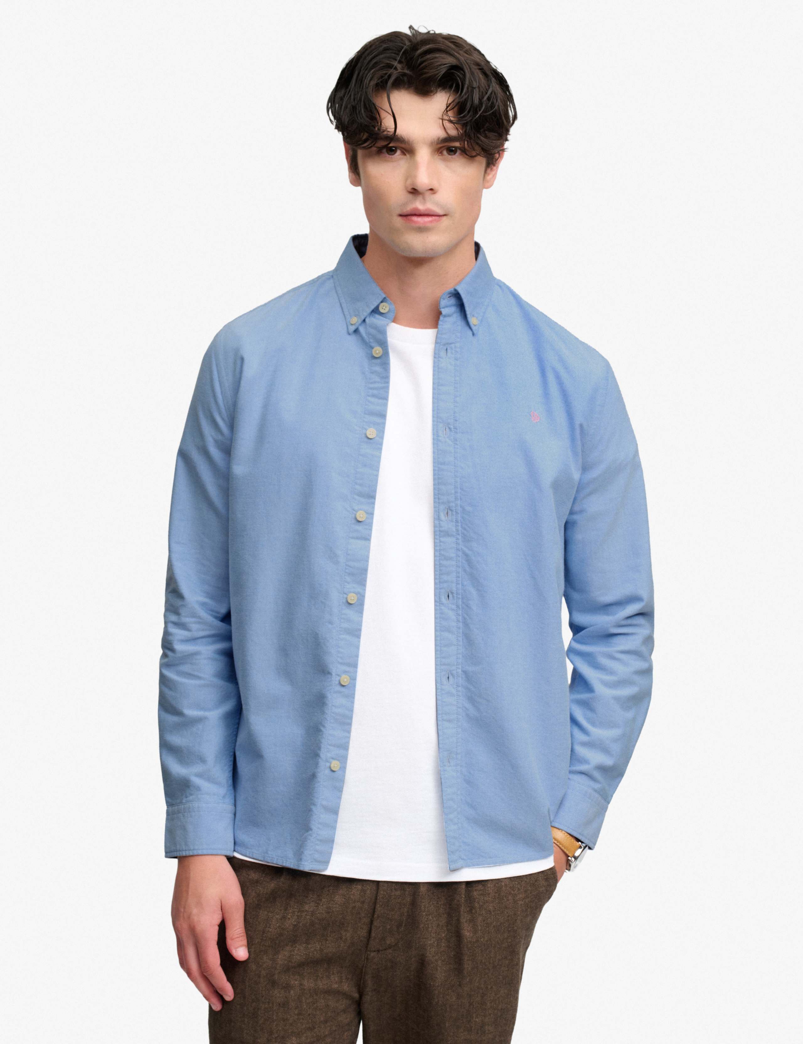 Relaxed Fit Preppy Oxford Long Sleeve Shirt